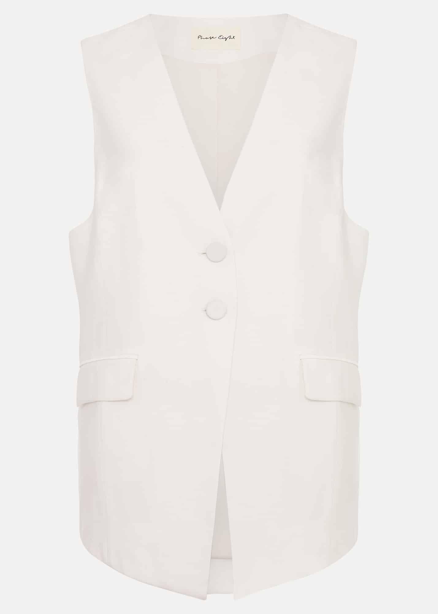 Inara White Longline Waistcoat