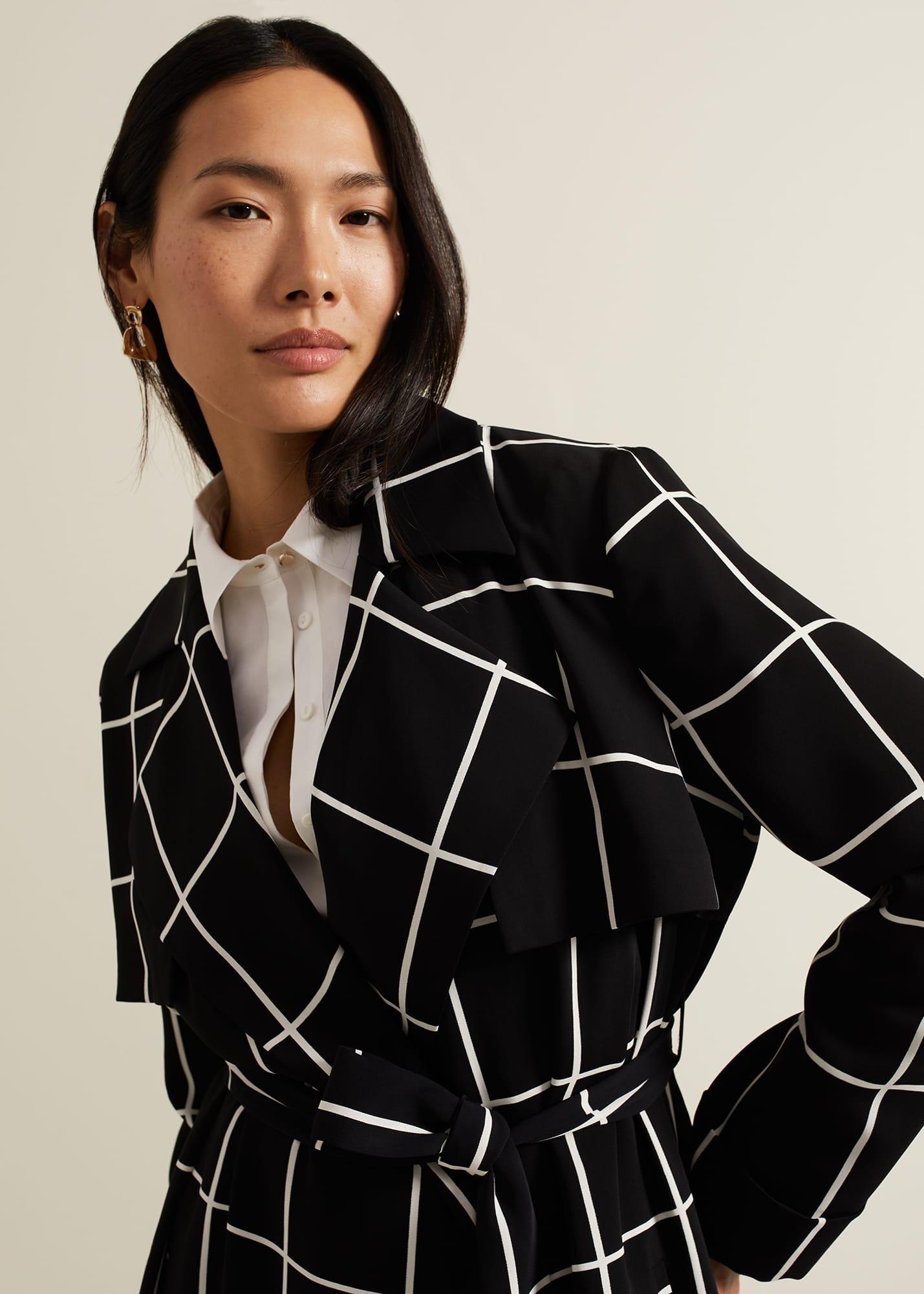 Aspen Check Drape Trench