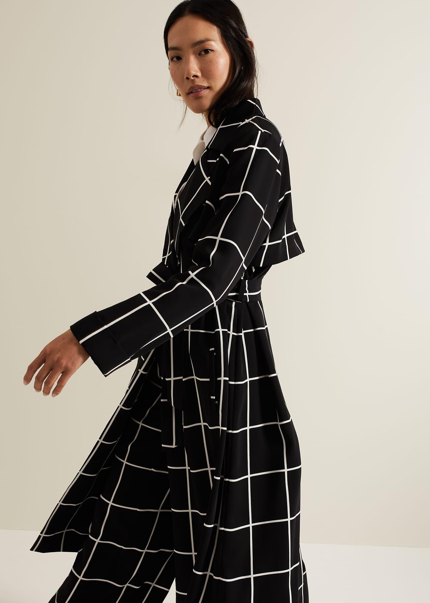 Aspen Check Drape Trench