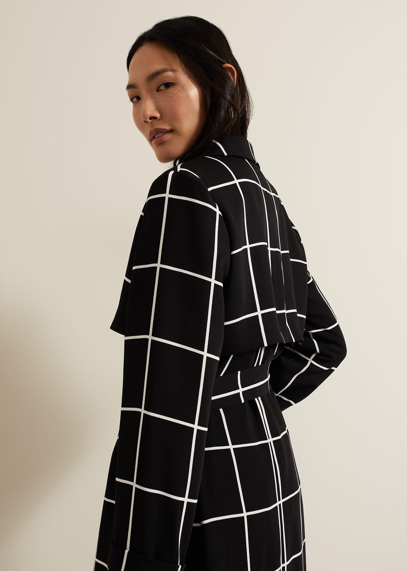 Aspen Check Drape Trench