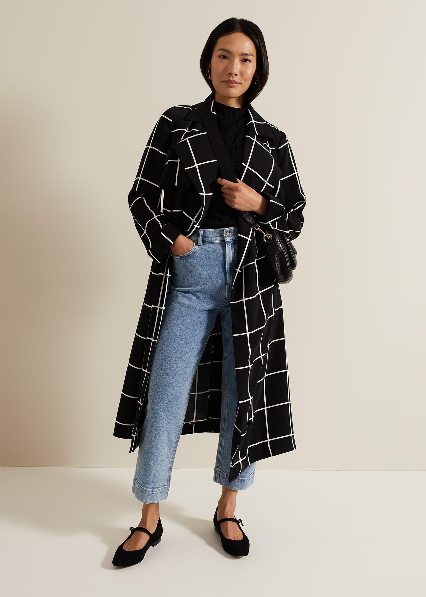 Aspen Check Drape Trench