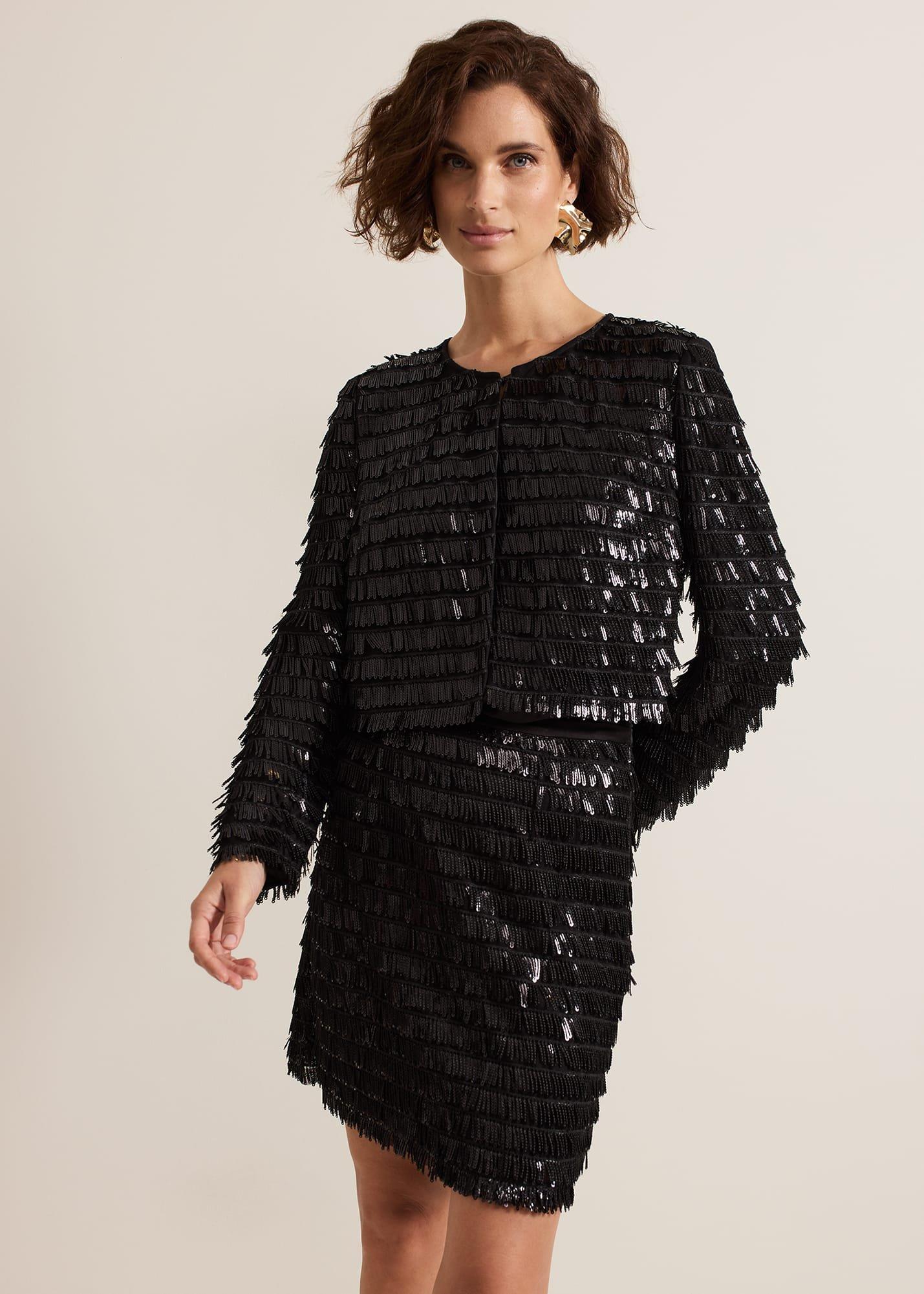 Dolly Black Fringe Crop Jacket