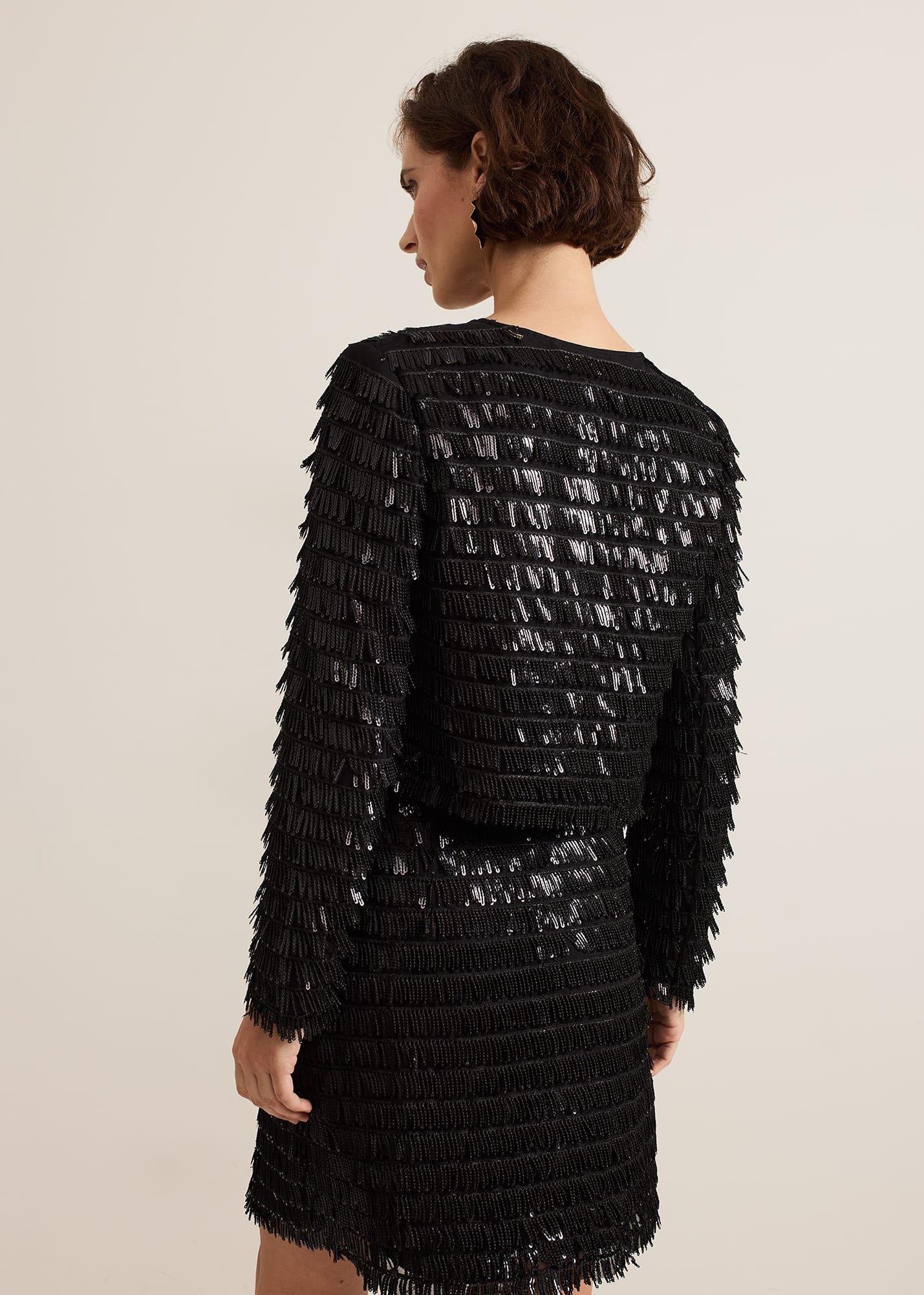 Dolly Black Fringe Crop Jacket