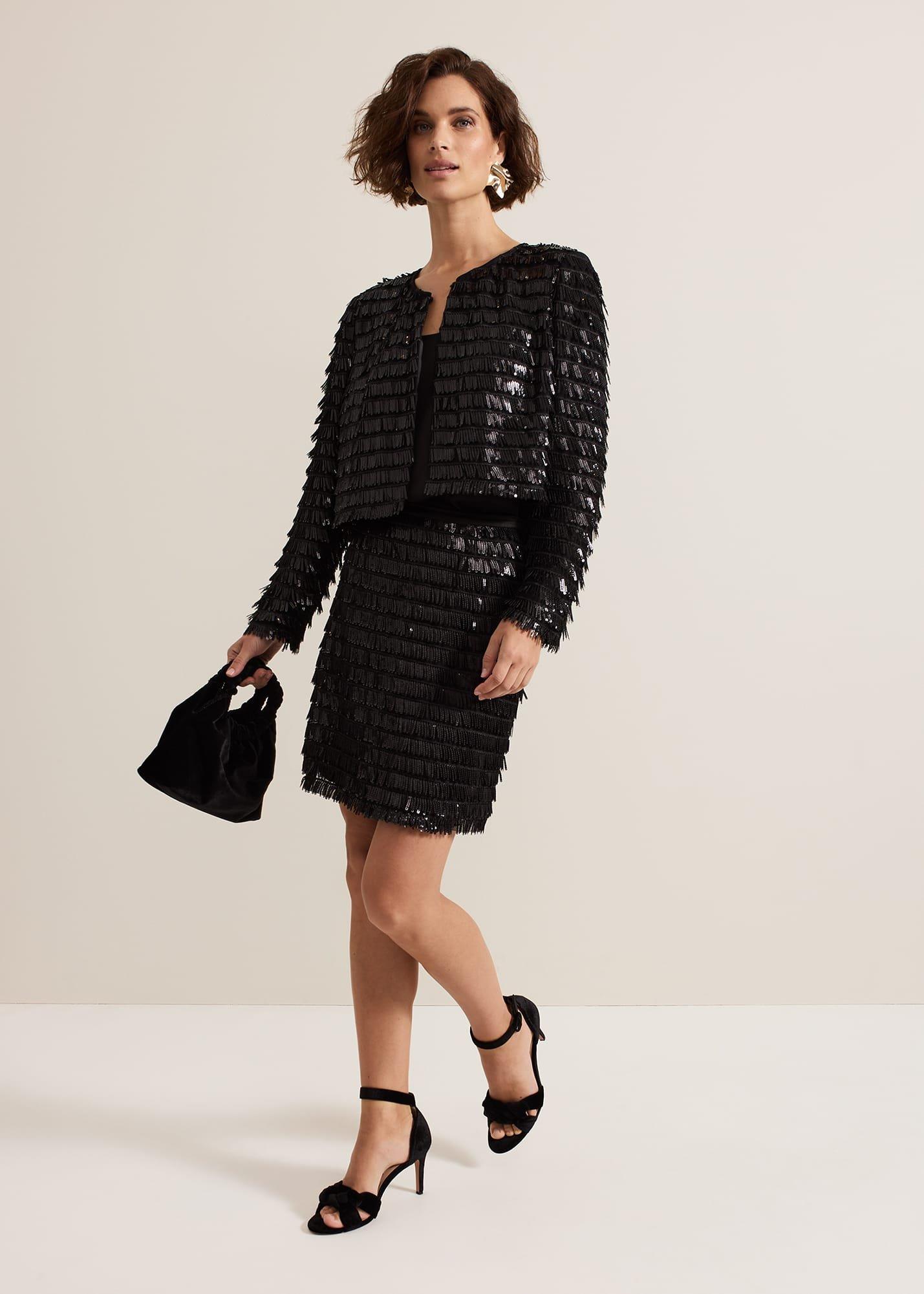 Dolly Black Fringe Crop Jacket