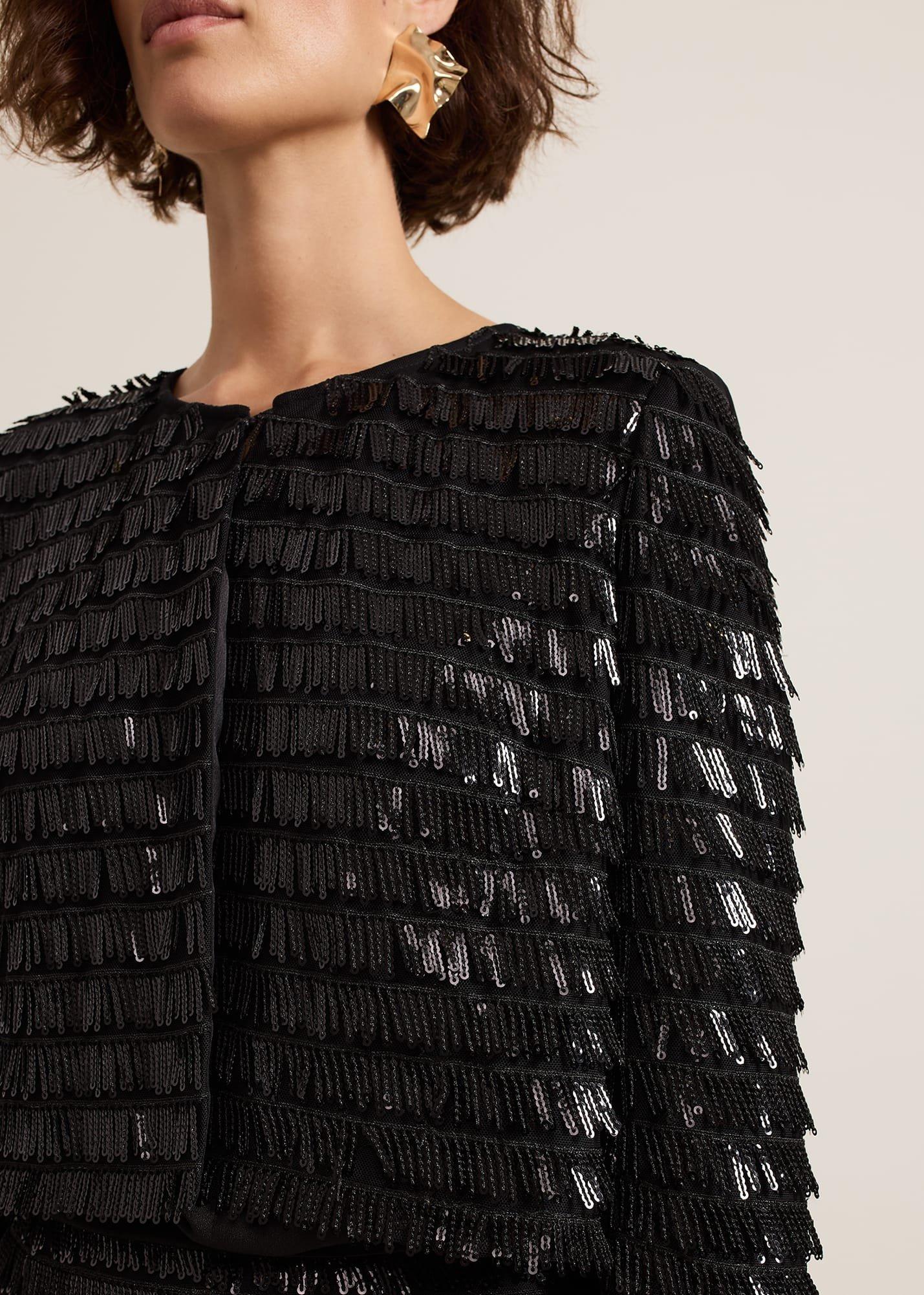 Dolly Black Fringe Crop Jacket