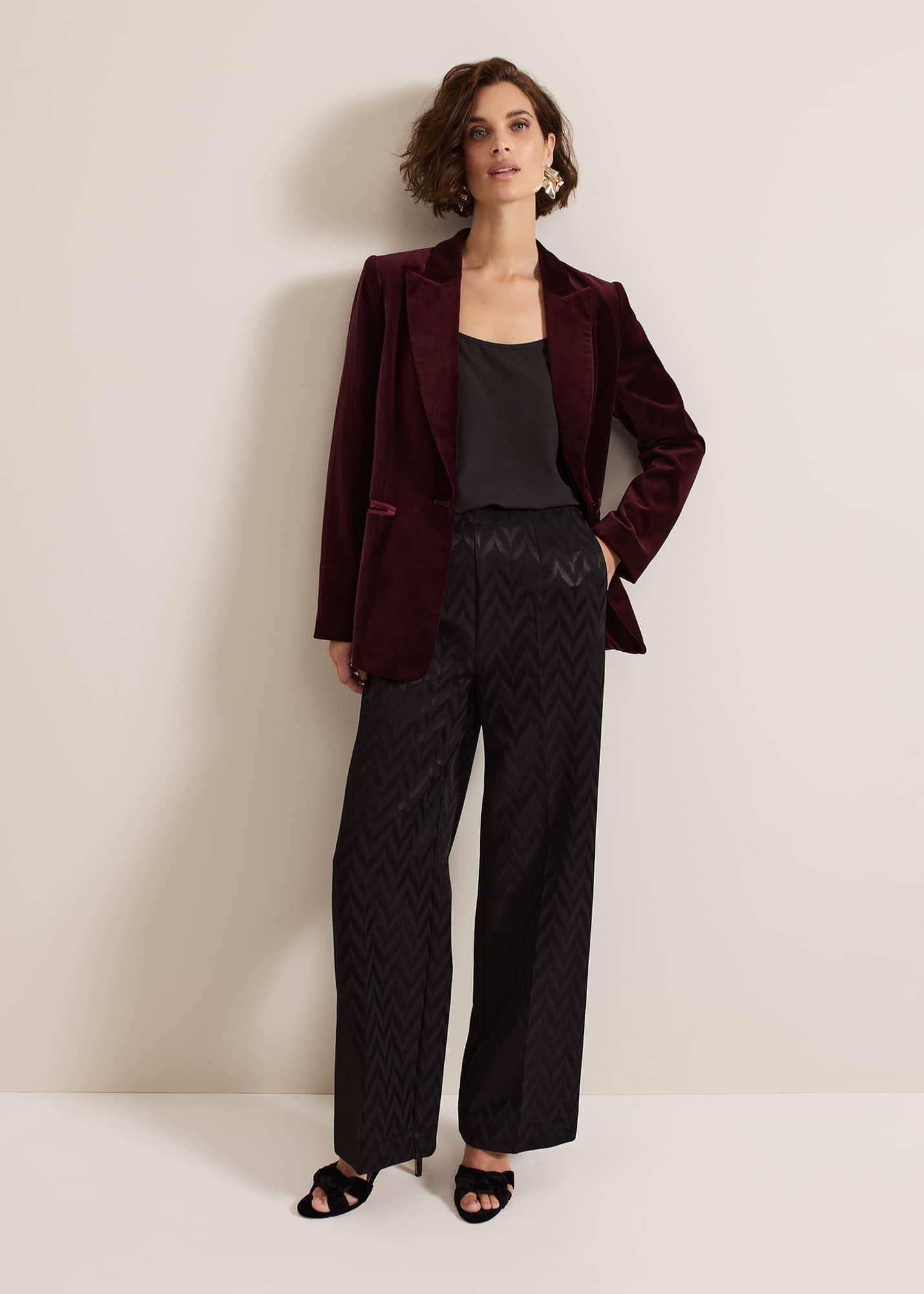 Bridie Wine Velvet Blazer