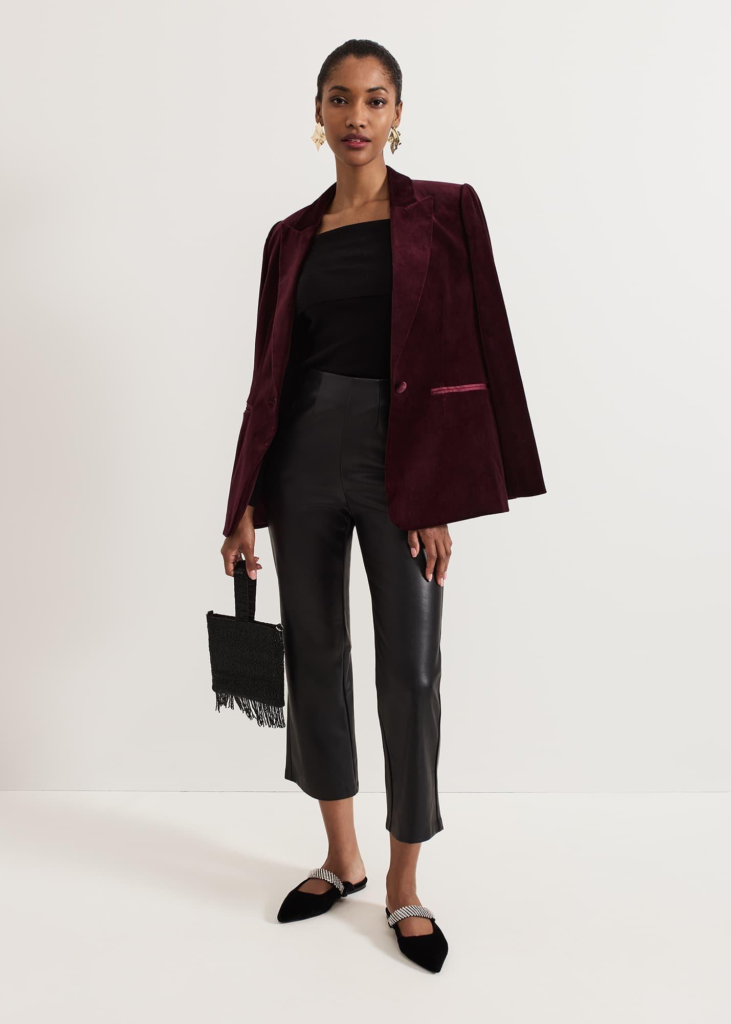 Bridie Wine Velvet Blazer