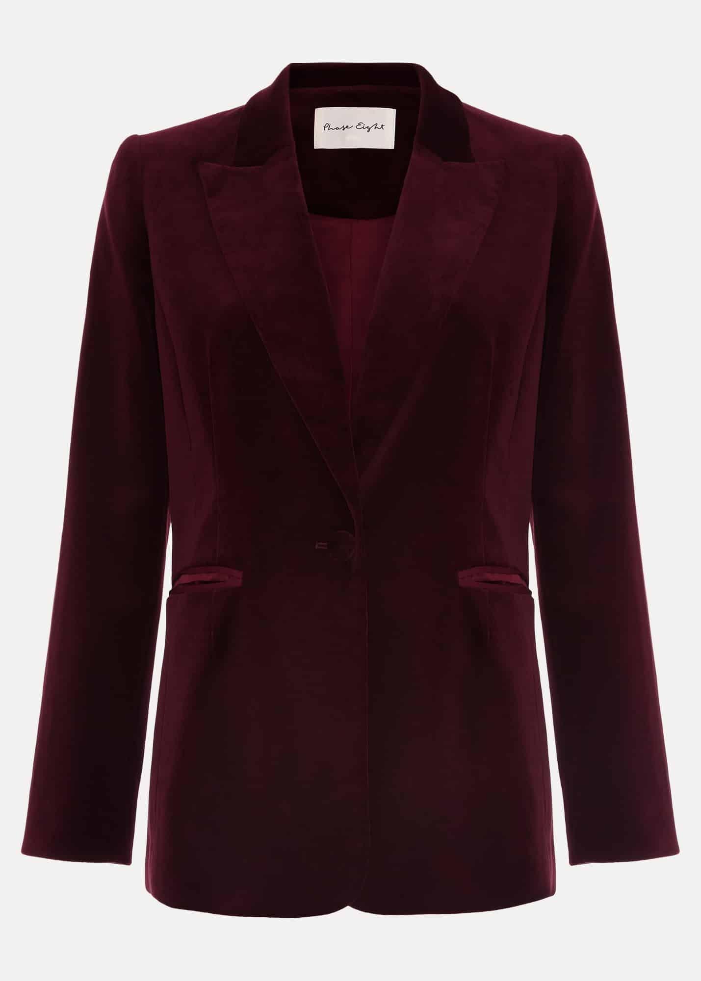 Bridie Wine Velvet Blazer