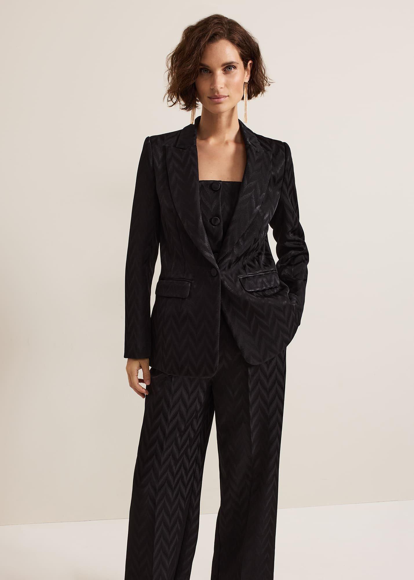 Adalynn Fitted Jacquard Suit Jacket