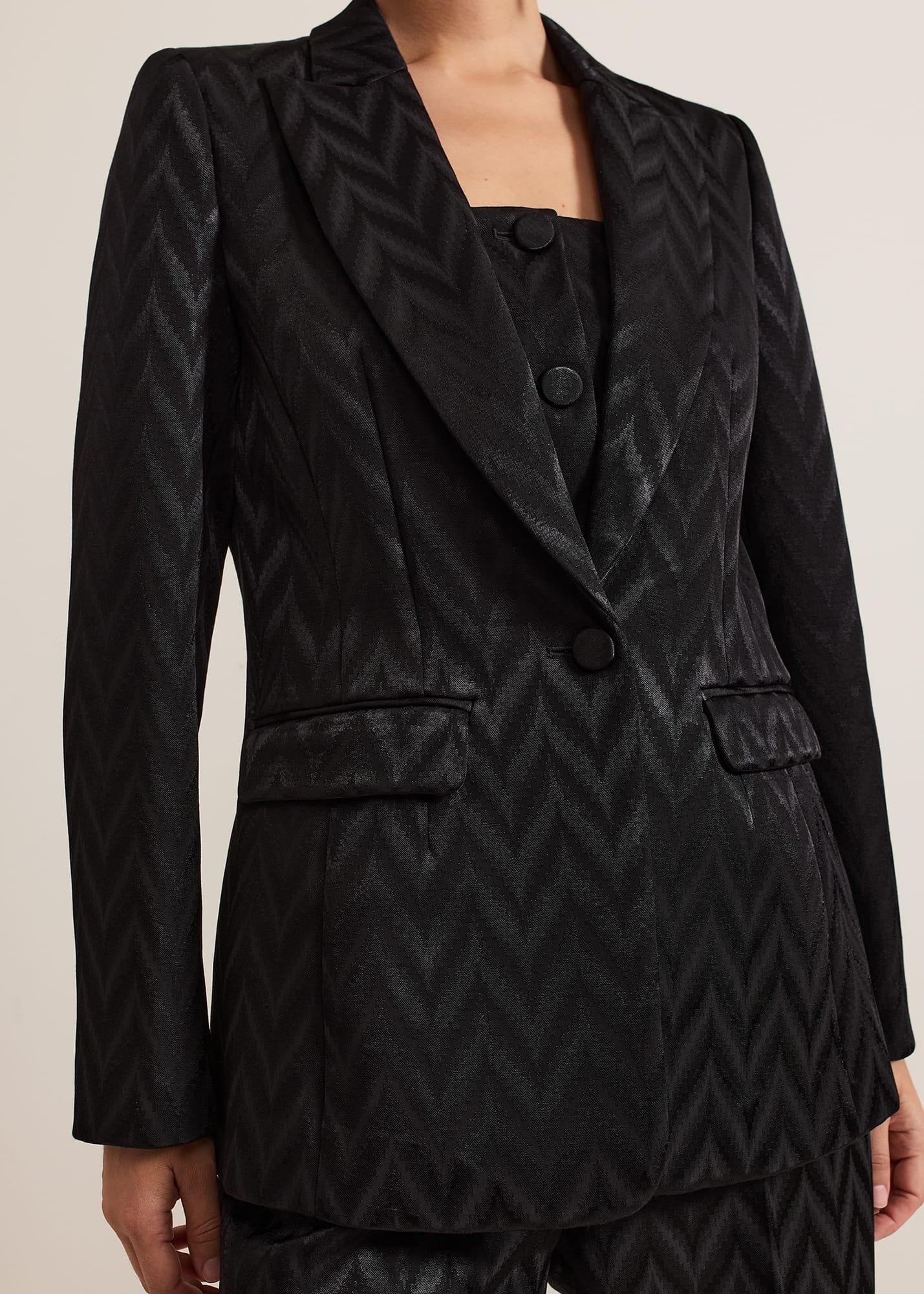 Adalynn Fitted Jacquard Suit Jacket