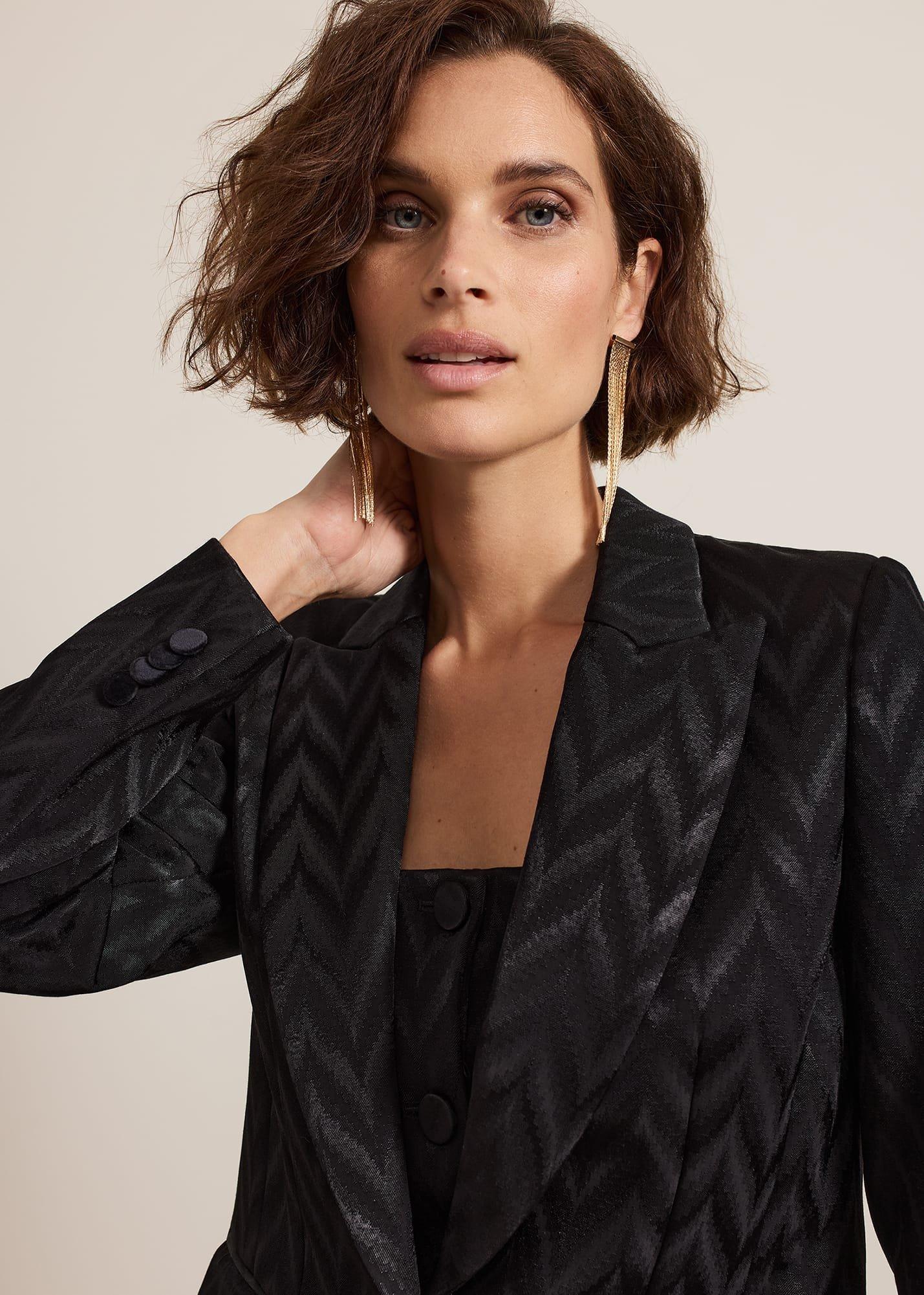 Adalynn Fitted Jacquard Suit Jacket
