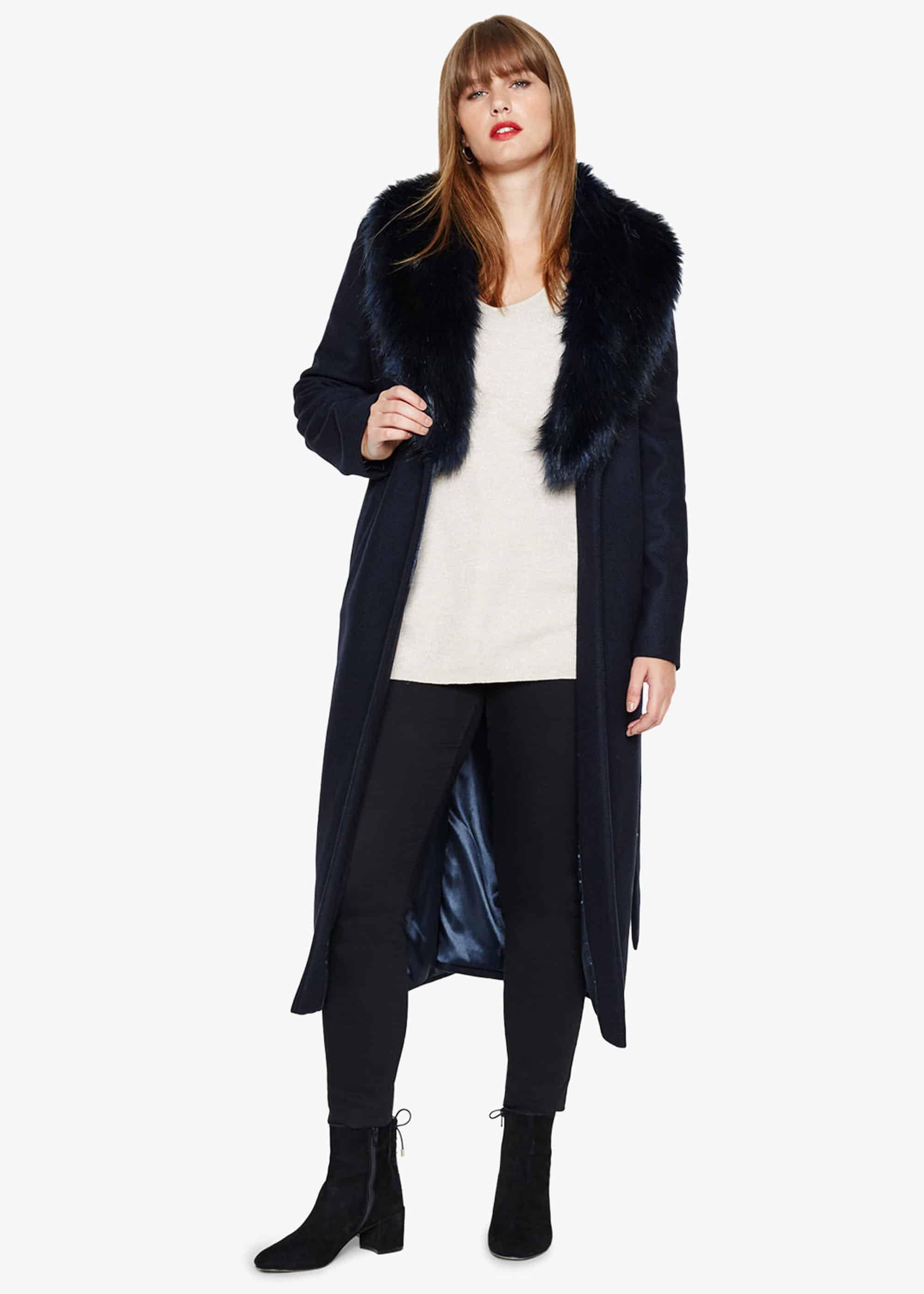 Fergie Faux Fur Collar Coat