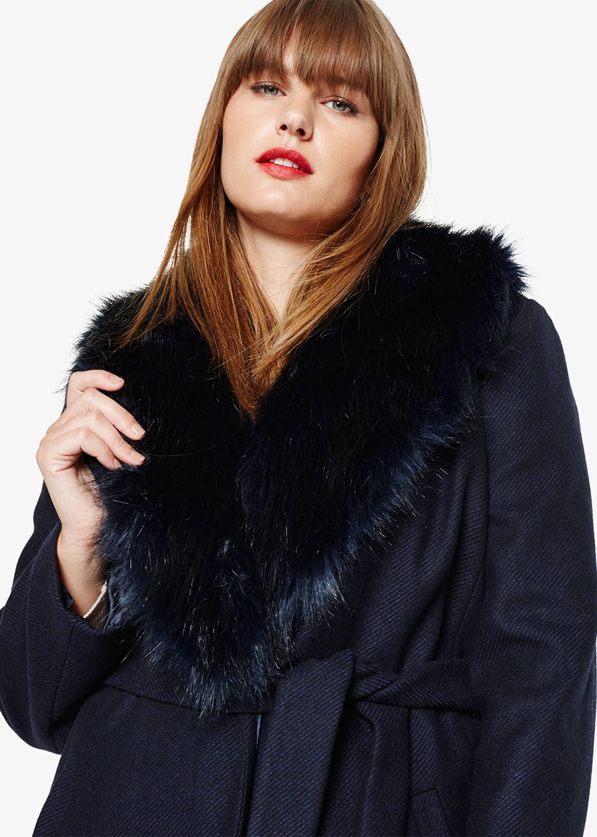 Fergie Faux Fur Collar Coat