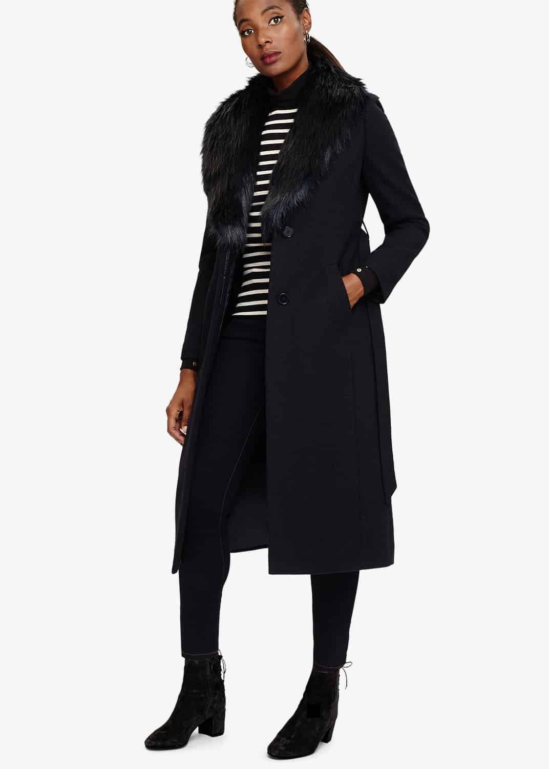 Fergie Faux Fur Collar Coat