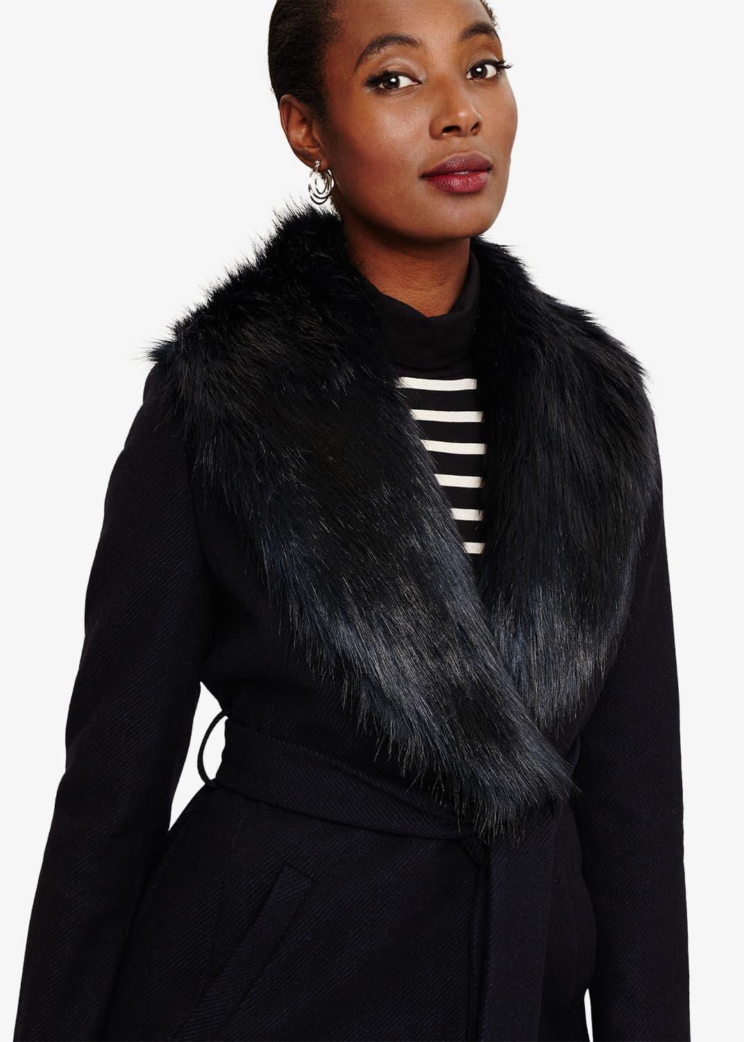Fergie Faux Fur Collar Coat