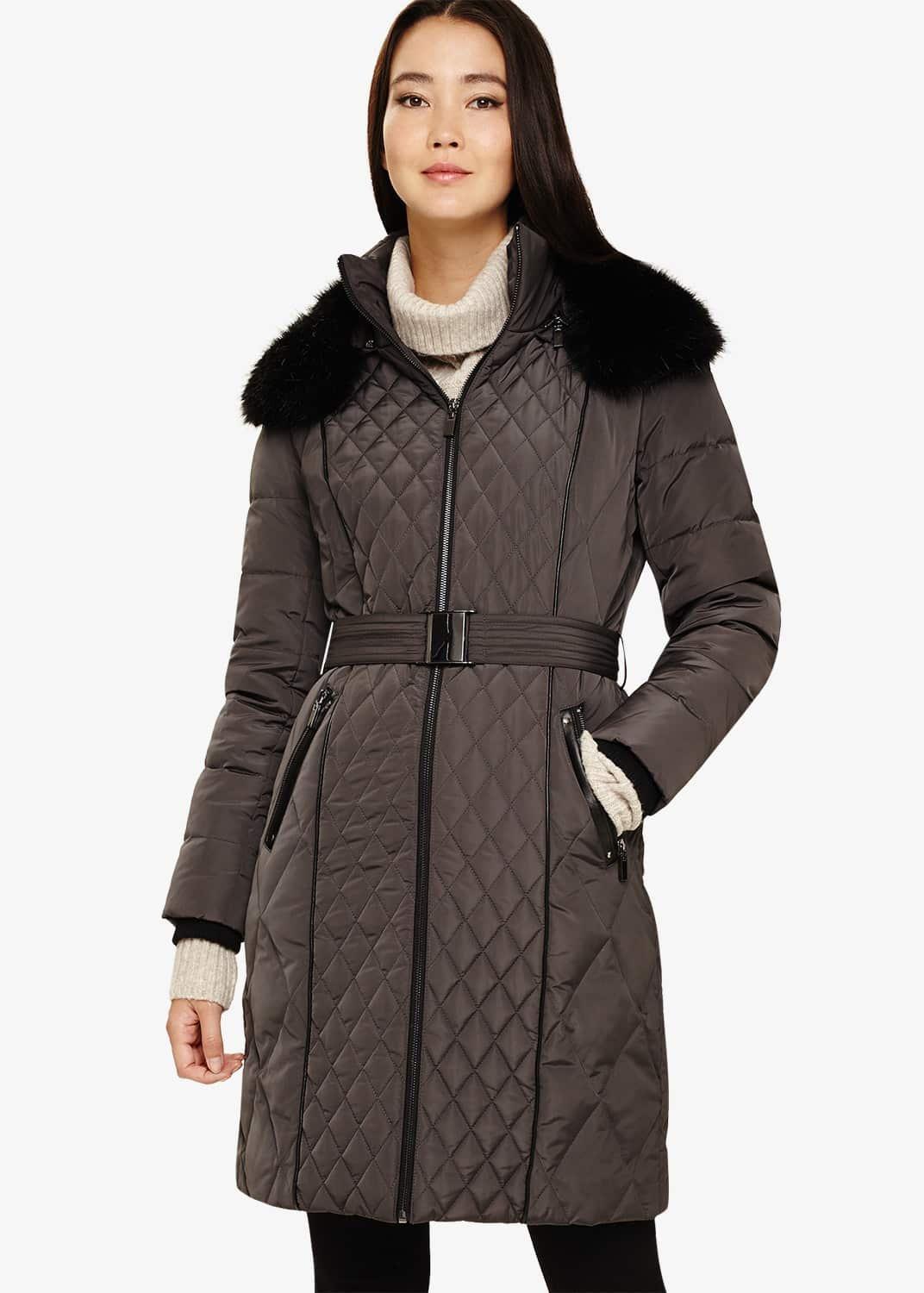 Davina Long Mixed Diamond Coat