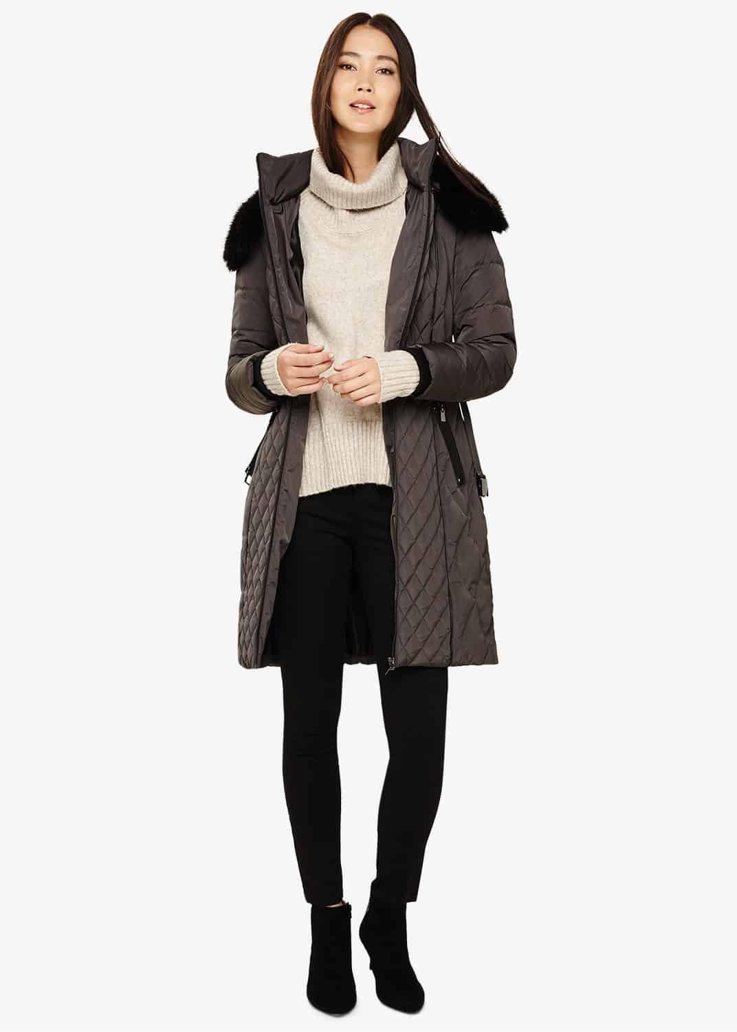 Davina Long Mixed Diamond Coat