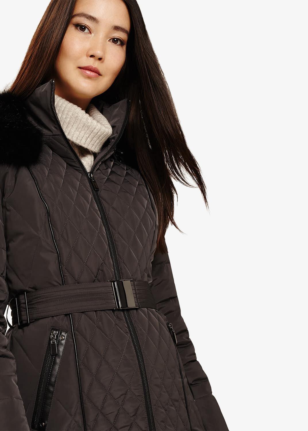 Davina Long Mixed Diamond Coat