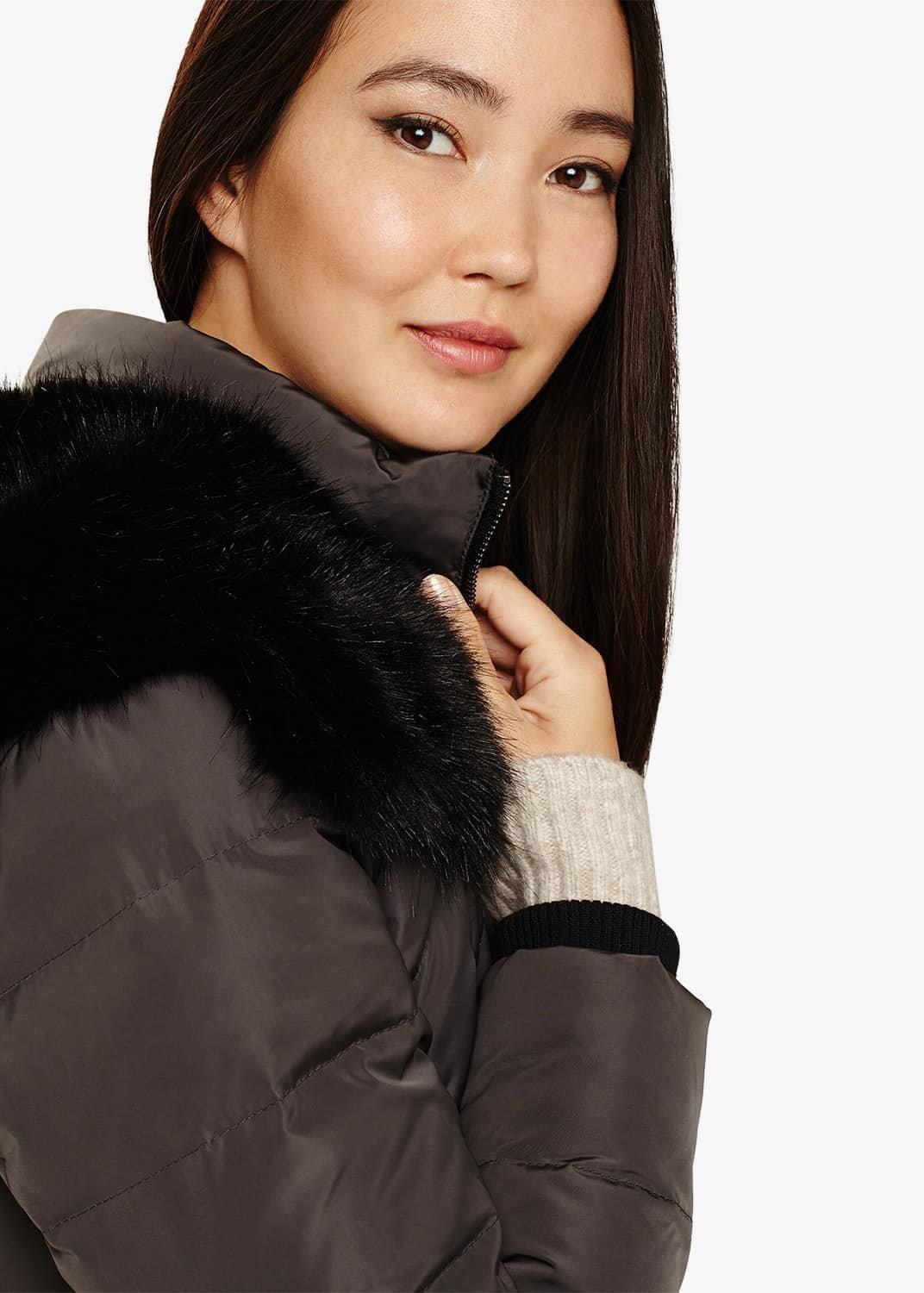Davina Long Mixed Diamond Coat