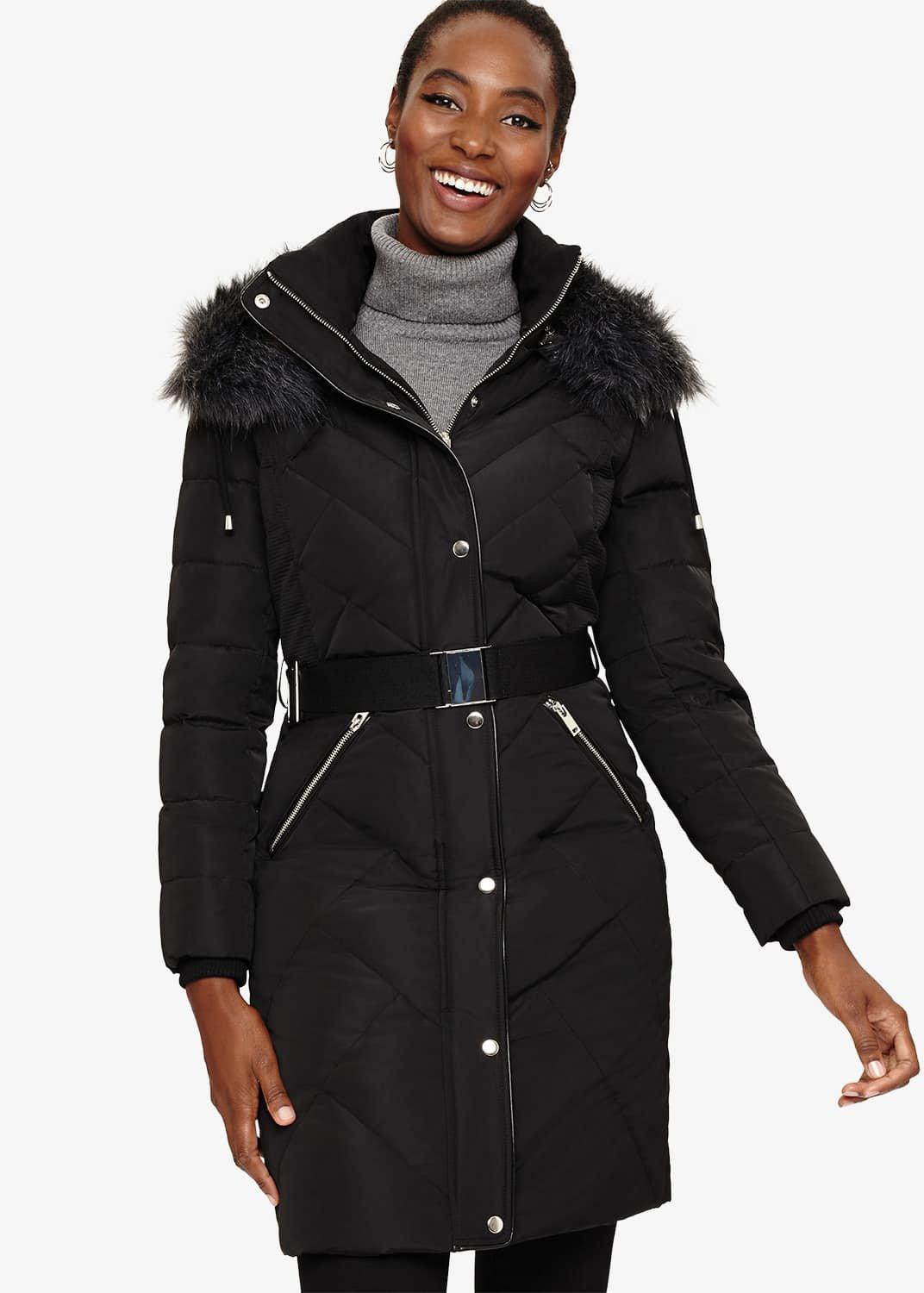 Bernadine Long Chevron Puffer Coat