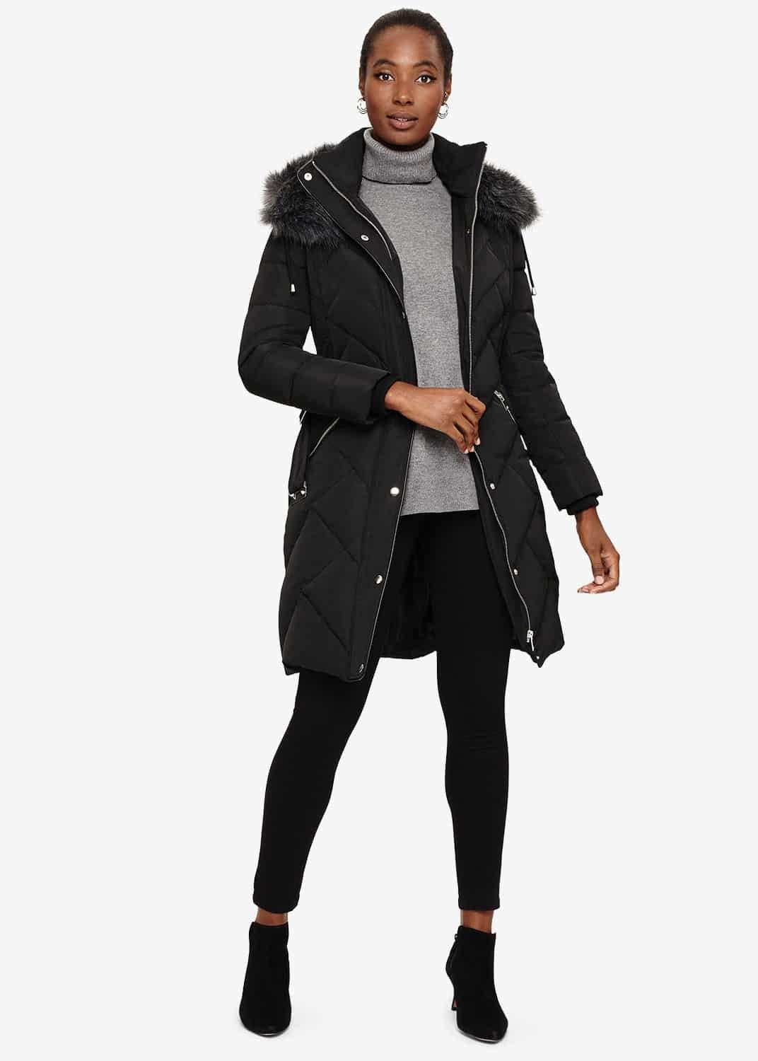 Bernadine Long Chevron Puffer Coat