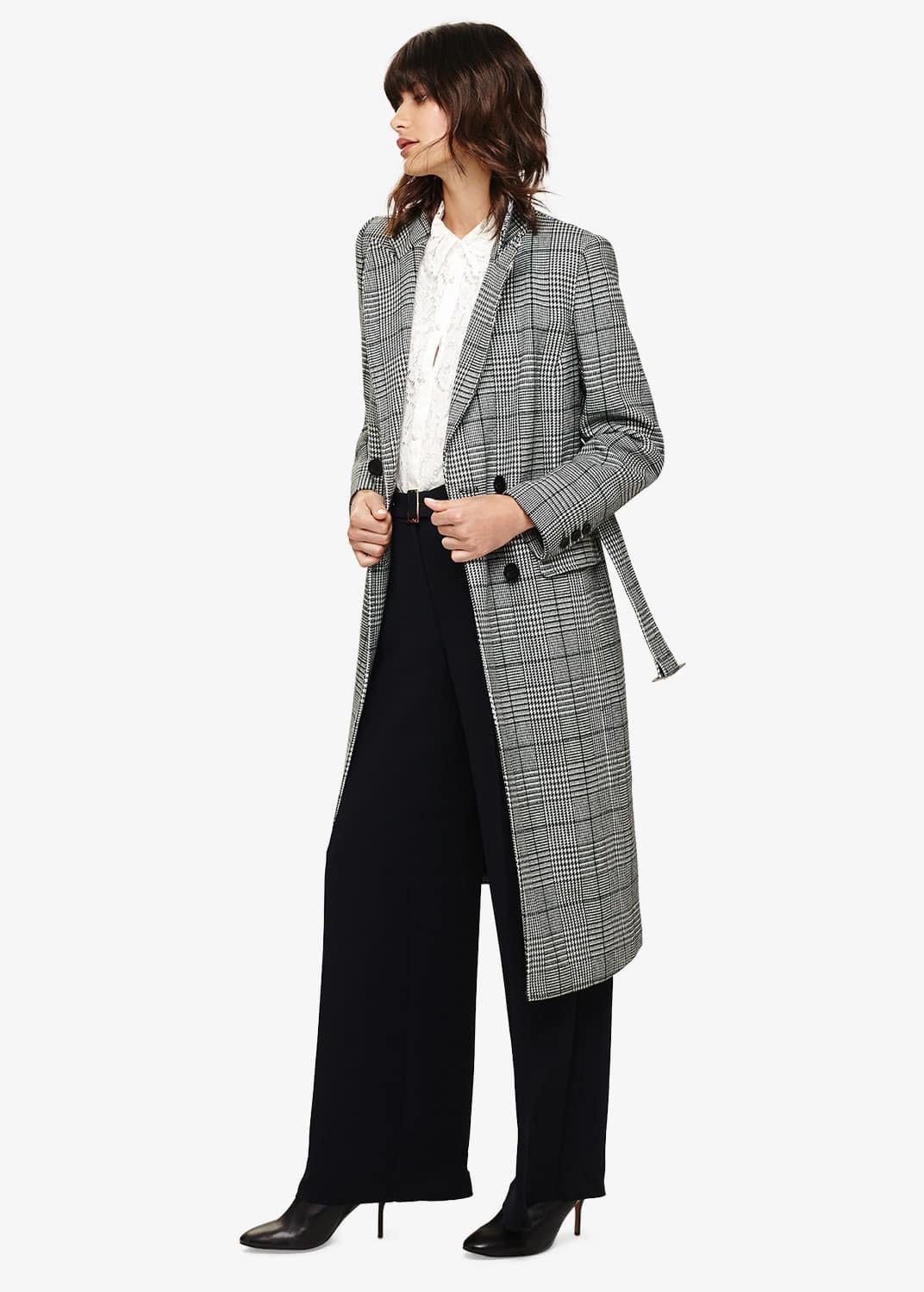 Carmel Check Trench Coat