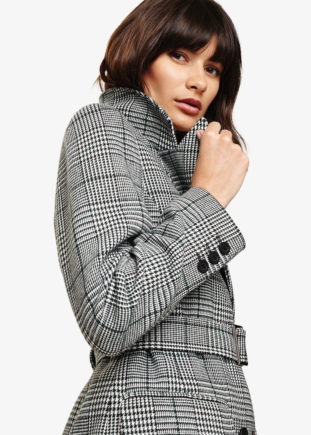Carmel Check Trench Coat