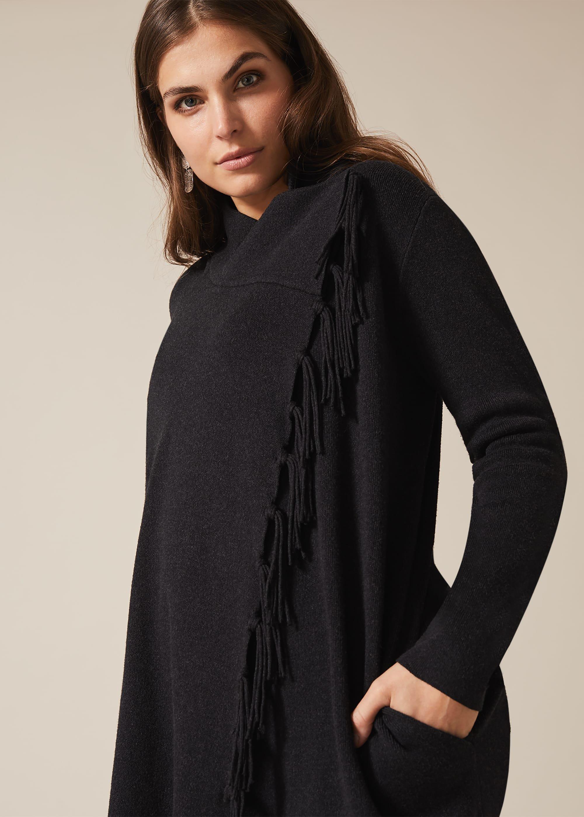 Talia Tassel Trim Knit Coat