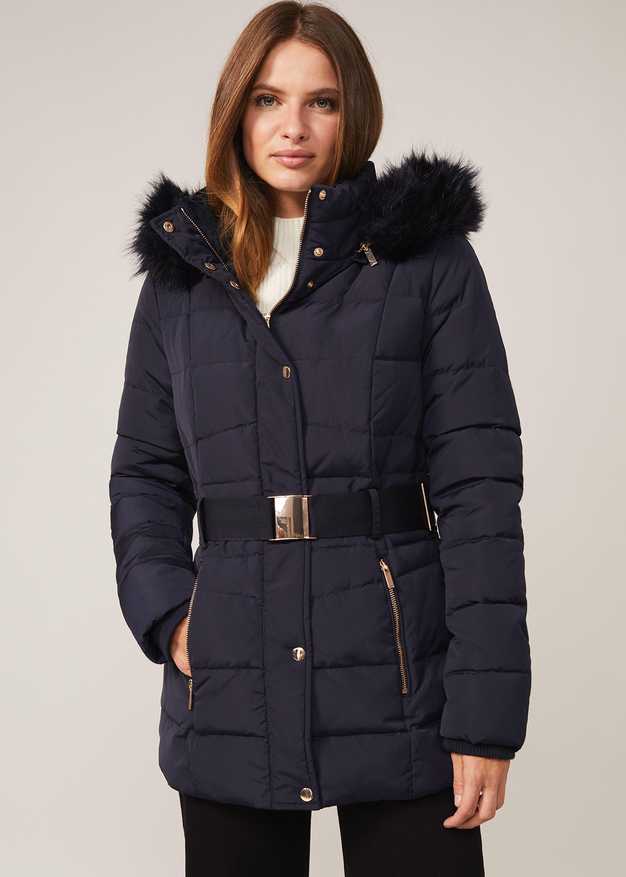 Vicky Velvet Trim Short Puffer Coat