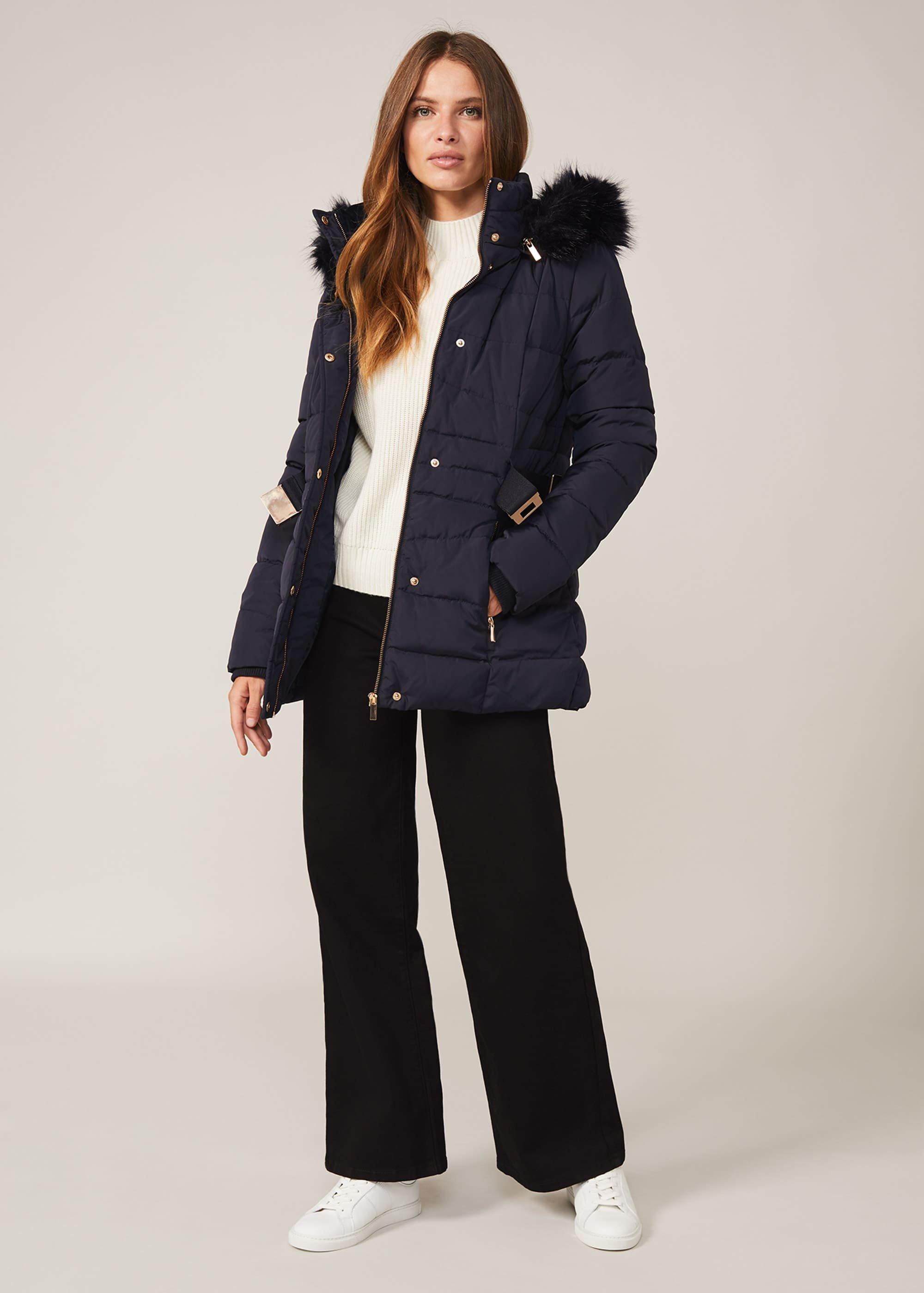 Vicky Velvet Trim Short Puffer Coat