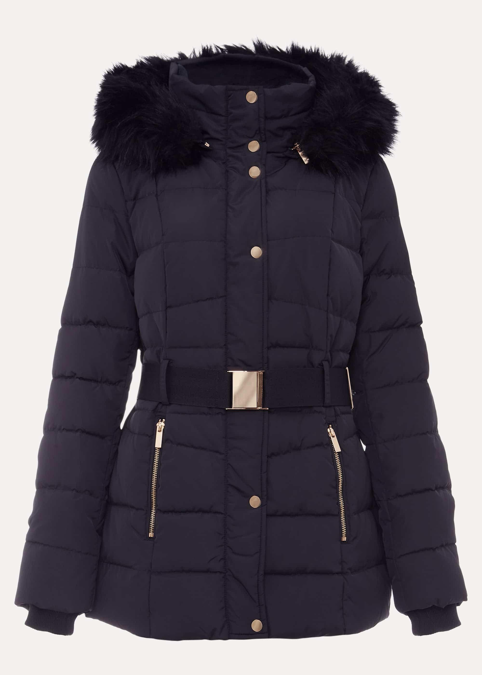 Vicky Velvet Trim Short Puffer Coat