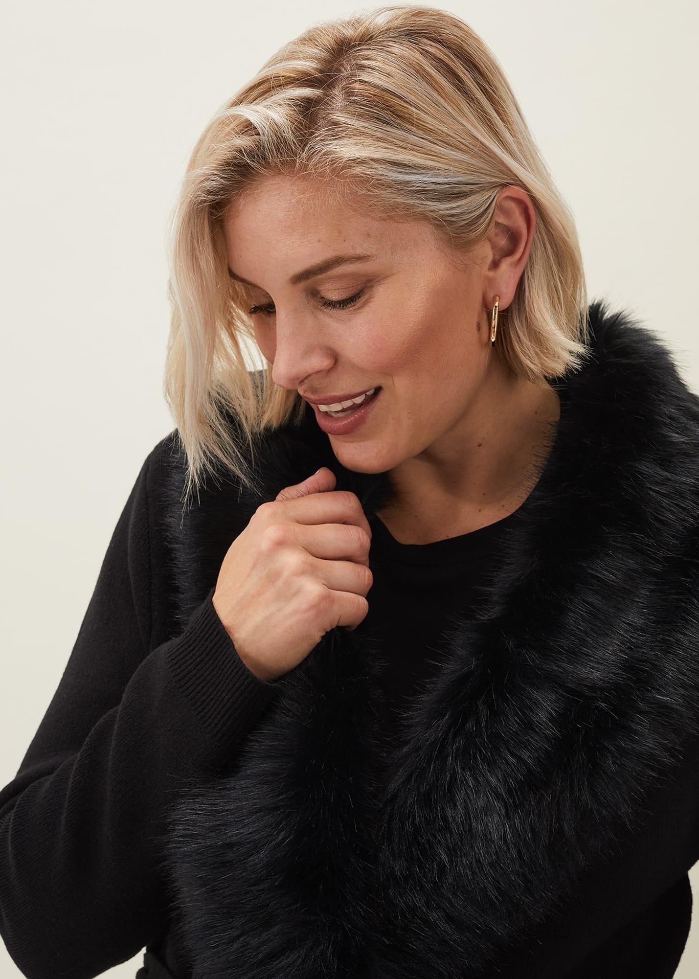 Edessa Fur Collar Wrap Coat
