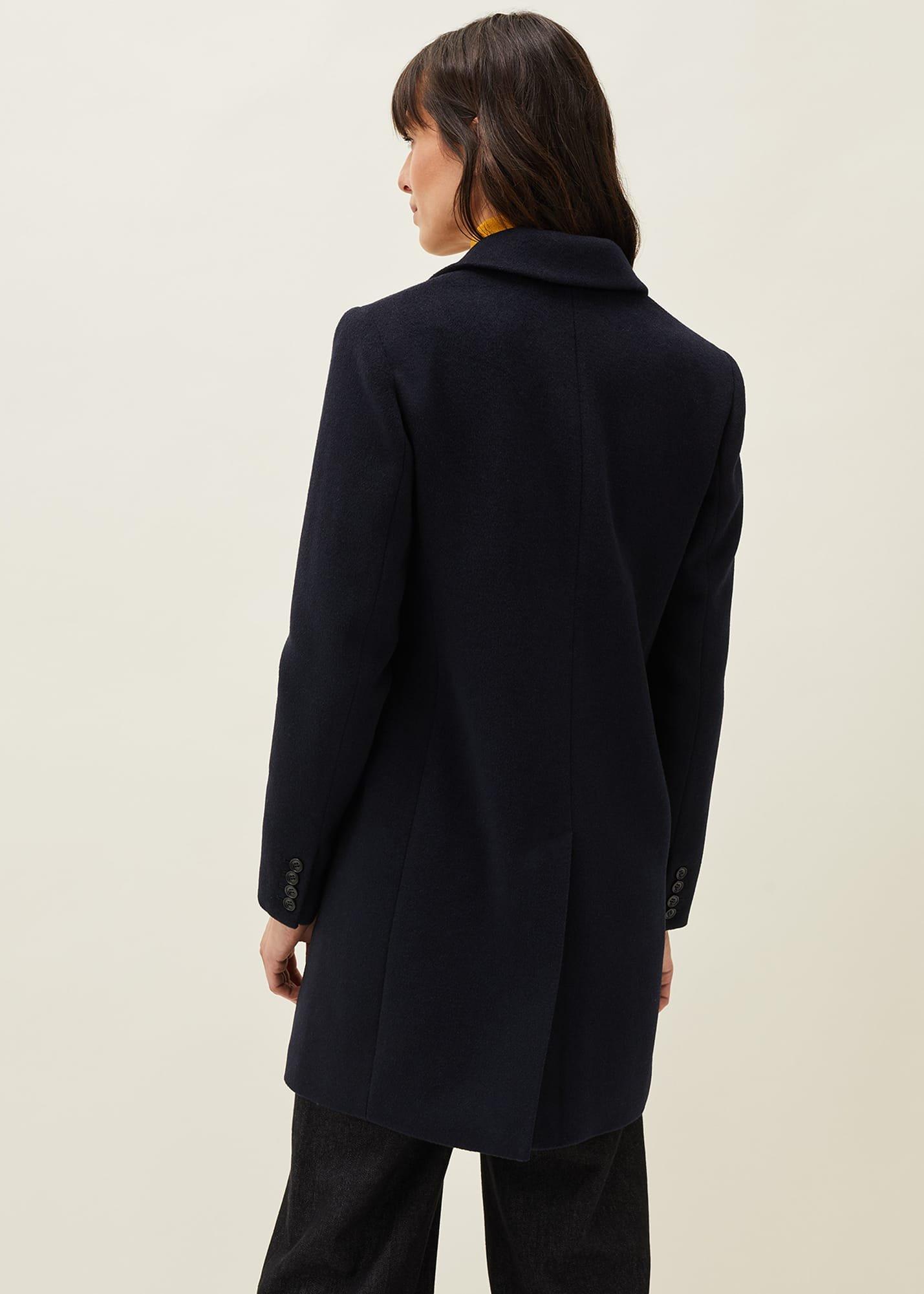 Lydia Navy Wool Smart Coat