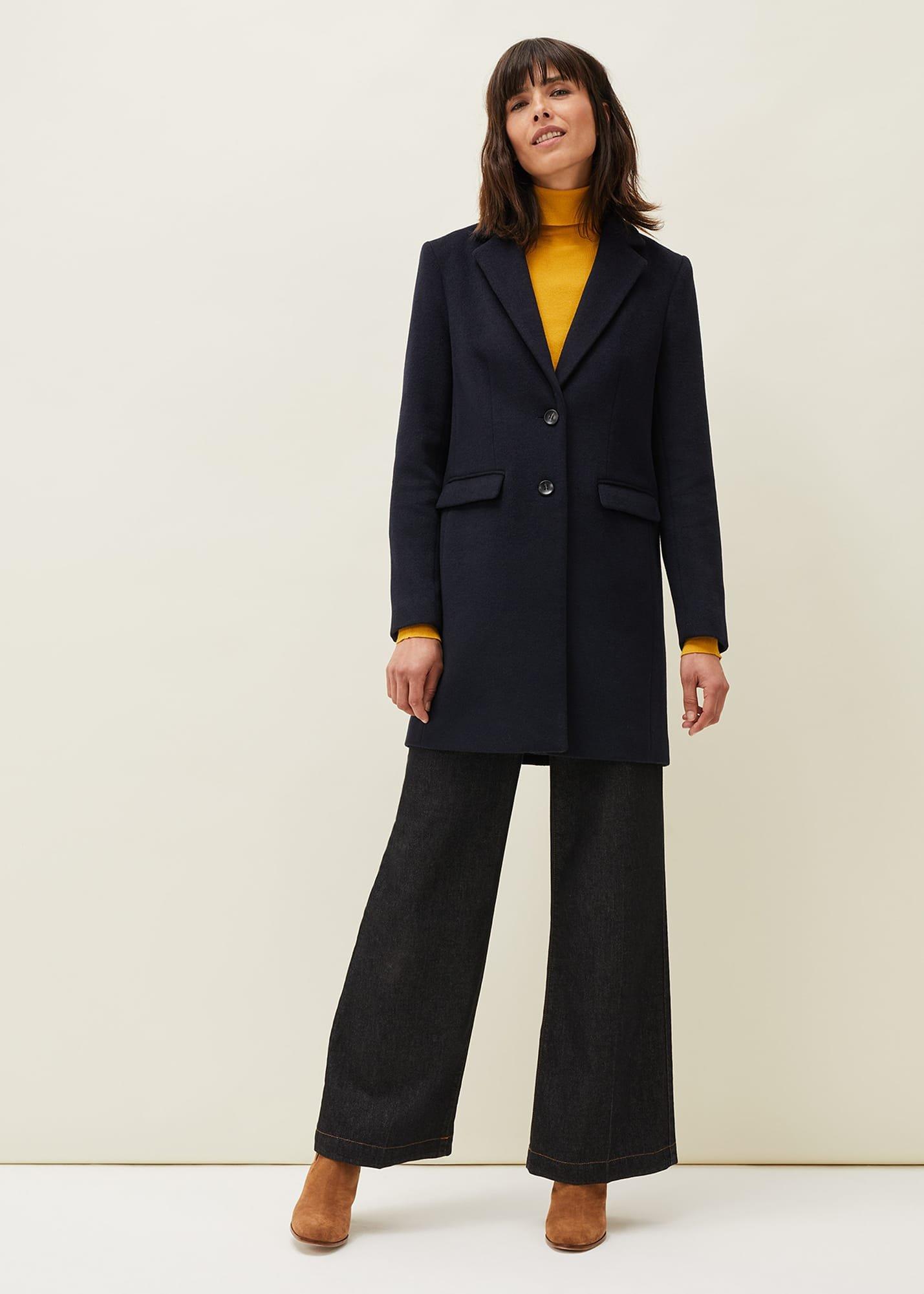 Lydia Navy Wool Smart Coat
