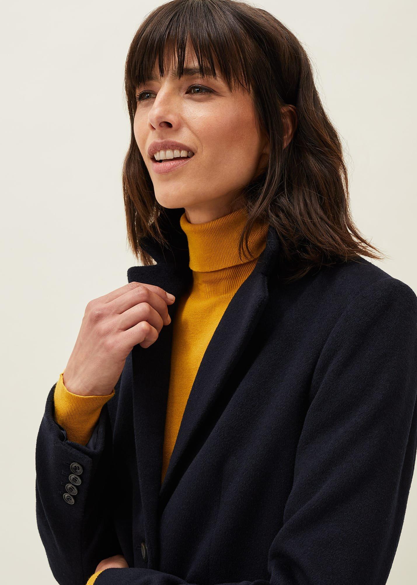 Lydia Navy Wool Smart Coat