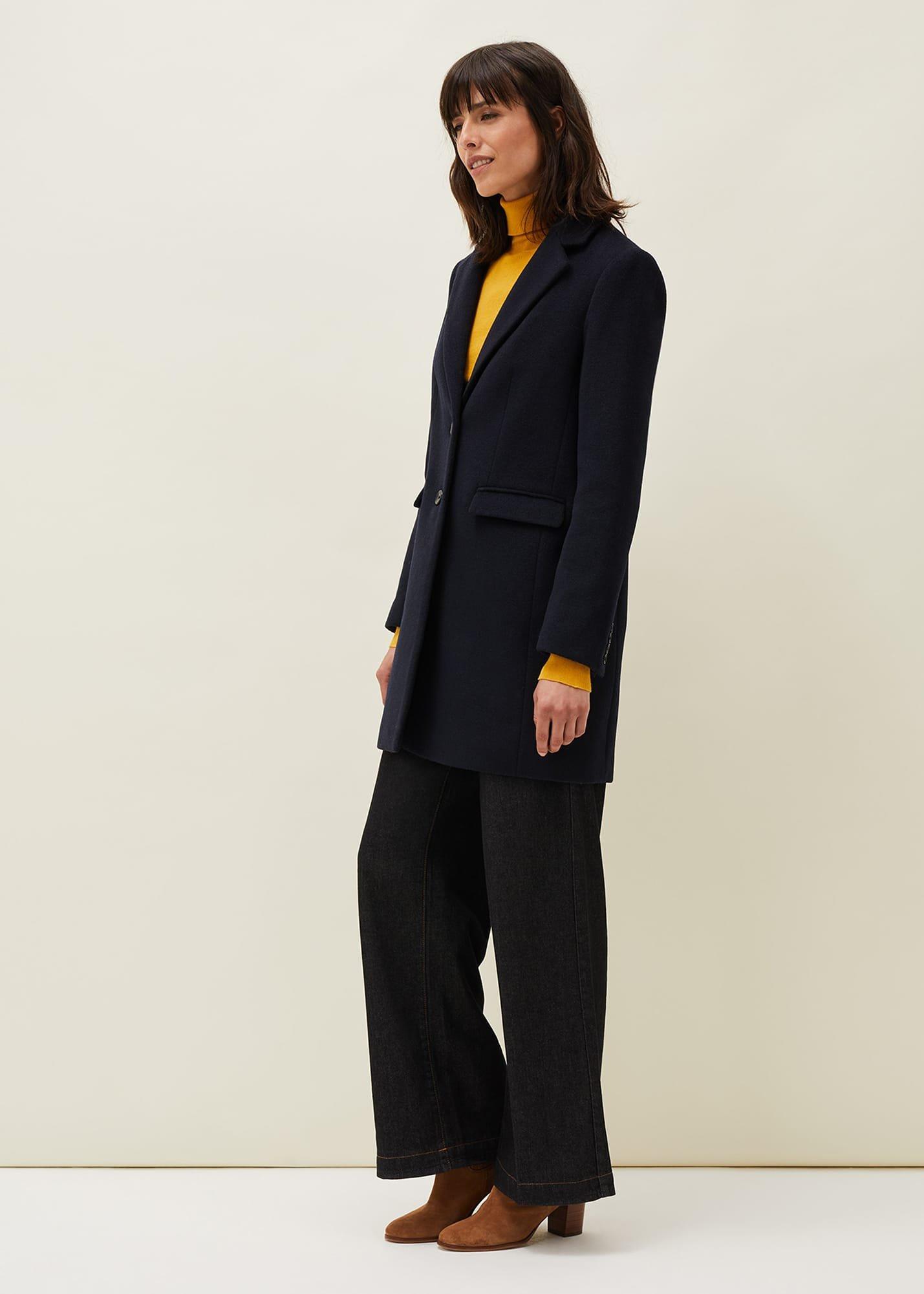 Lydia Navy Wool Smart Coat
