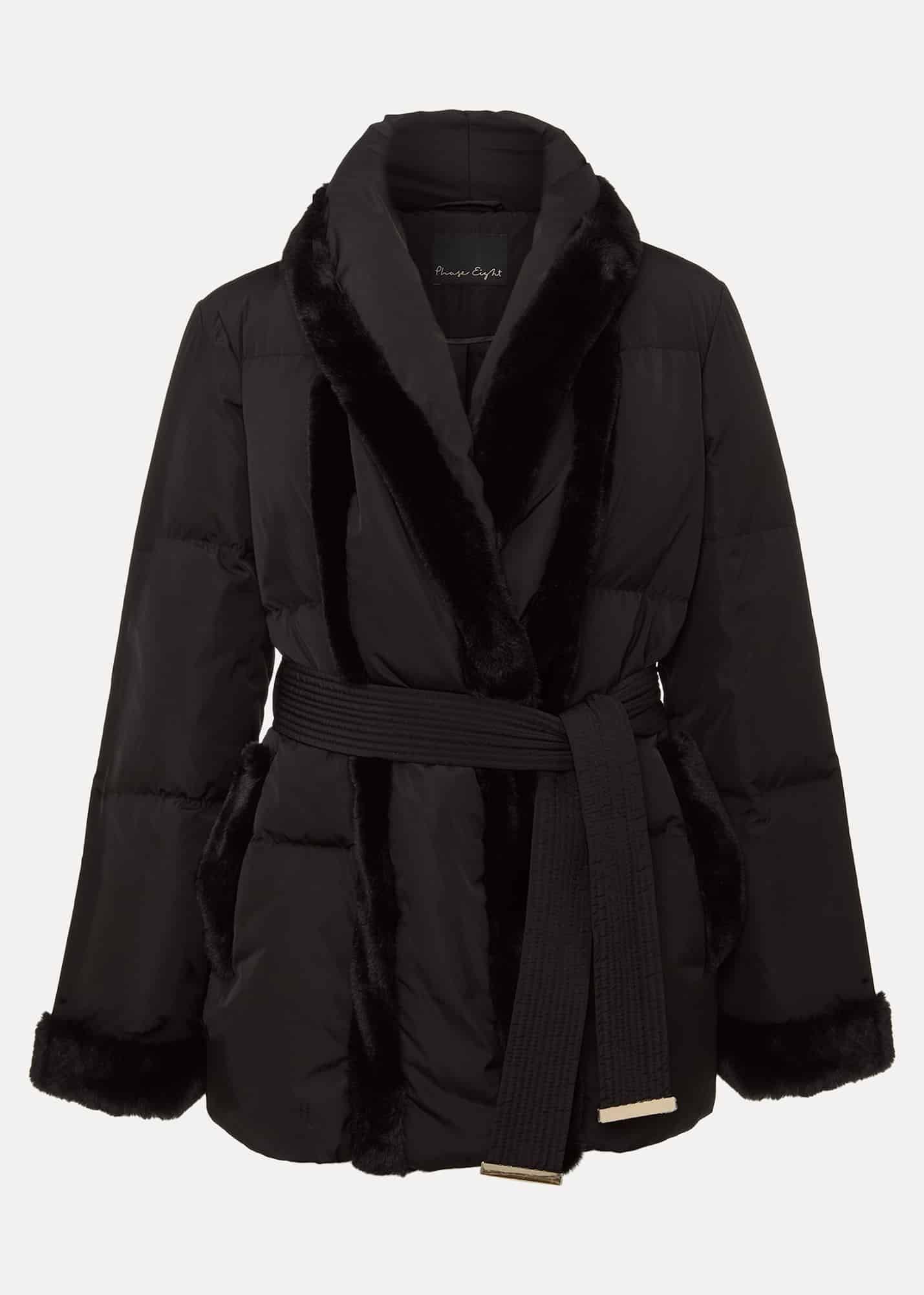 Nelle Black Faux Fur Short Puffer Coat