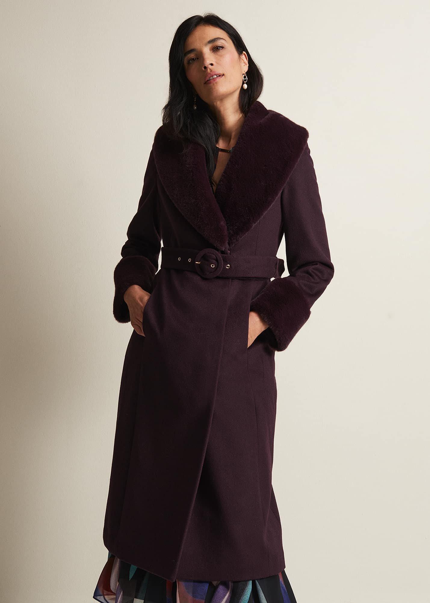 Zylah Faux Fur Collar Wool Smart Coat | Phase Eight UK |