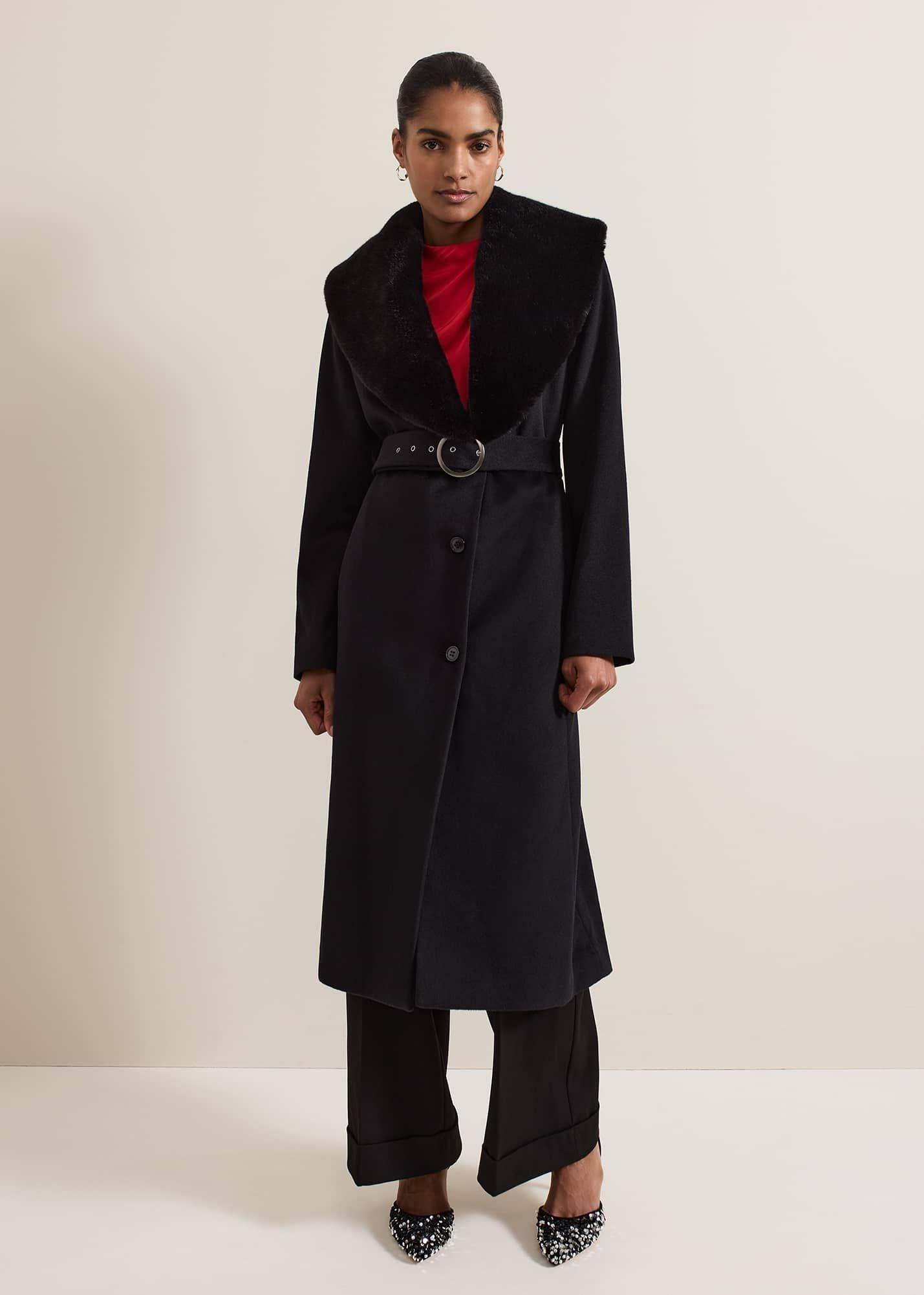 Zylah Faux Fur Collar Wool Smart Coat | Phase Eight UK |