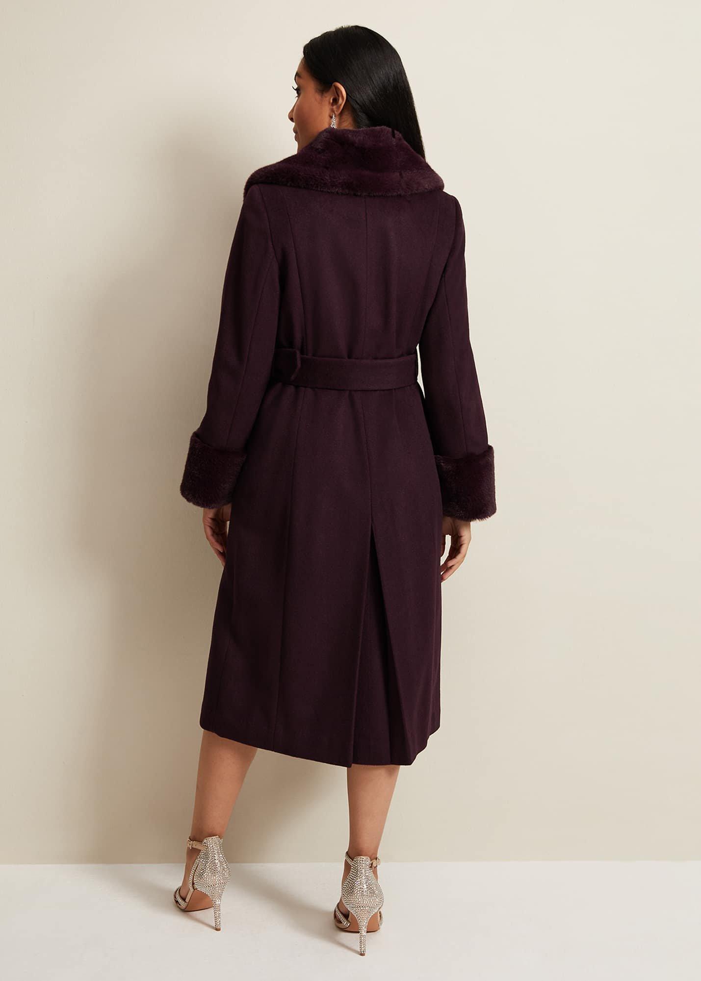 Petite Zylah Faux Fur Collar Wool Coat