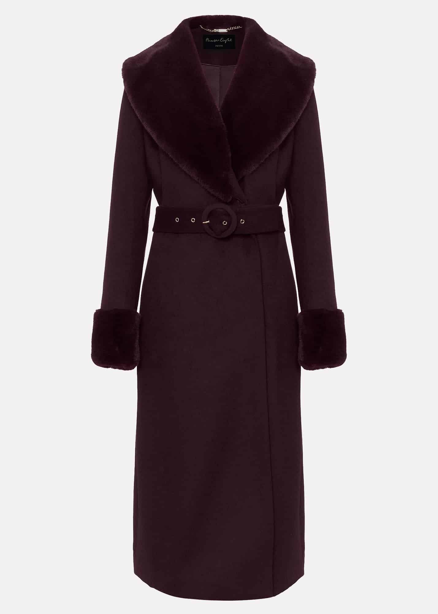 Petite Zylah Faux Fur Collar Wool Coat
