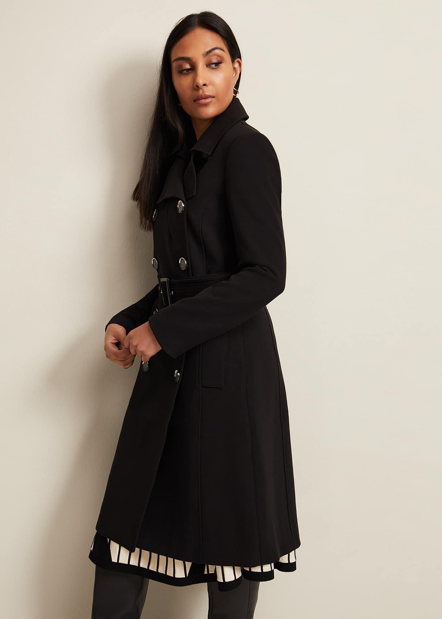 Petite Layana Black Smart Trench Coat