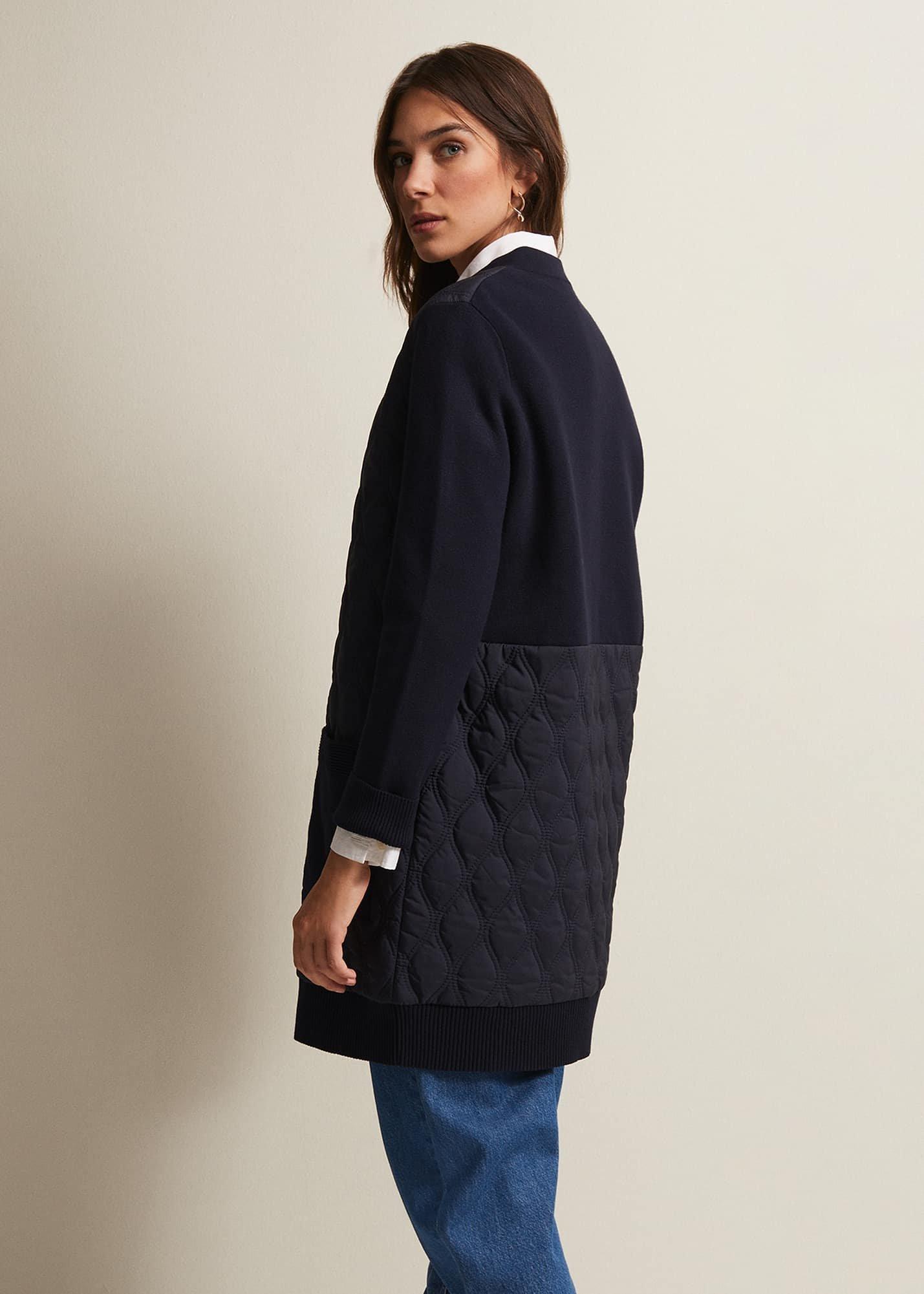 Zadie Navy Quilted Knit Coatigan
