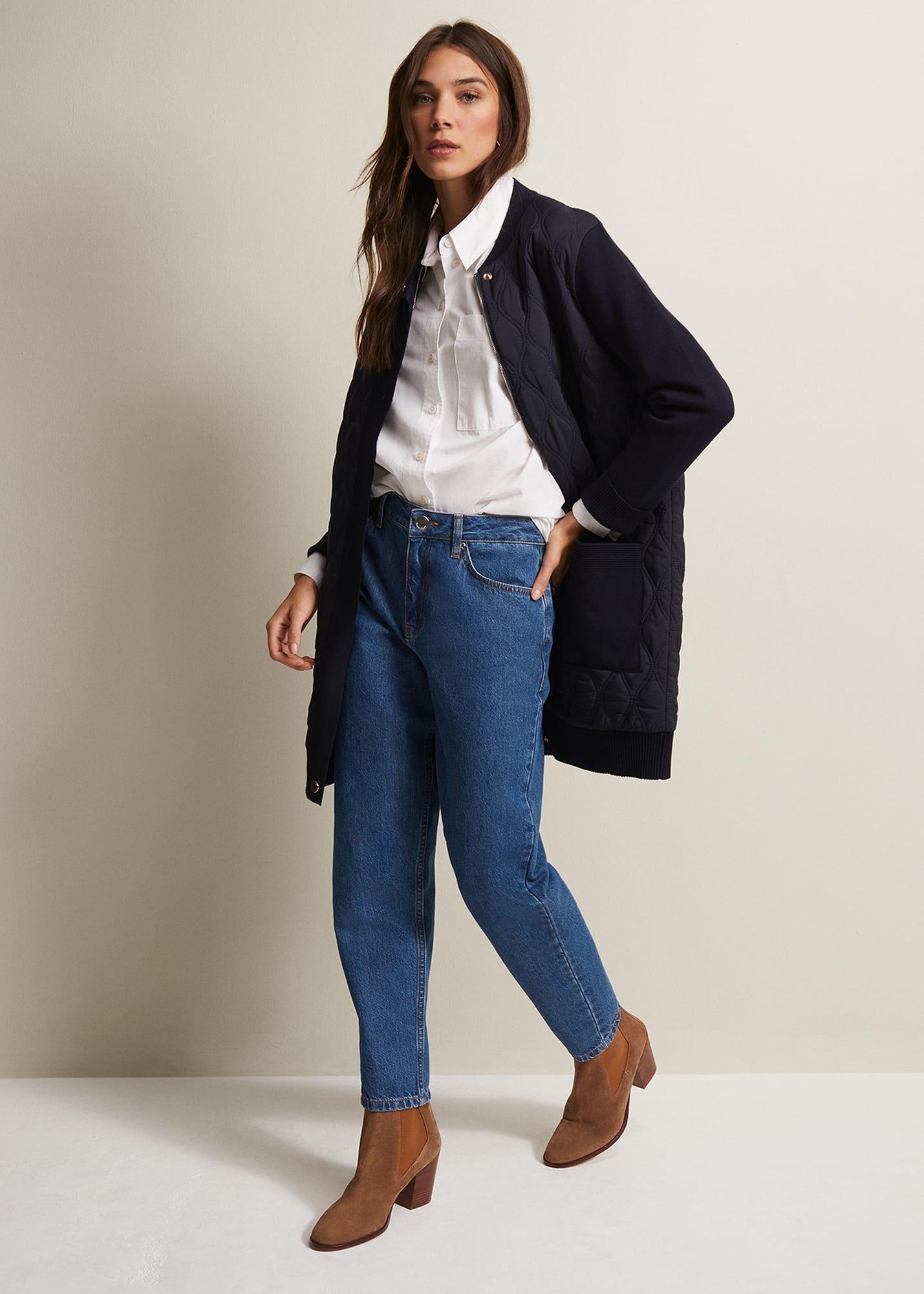 Zadie Navy Quilted Knit Coatigan