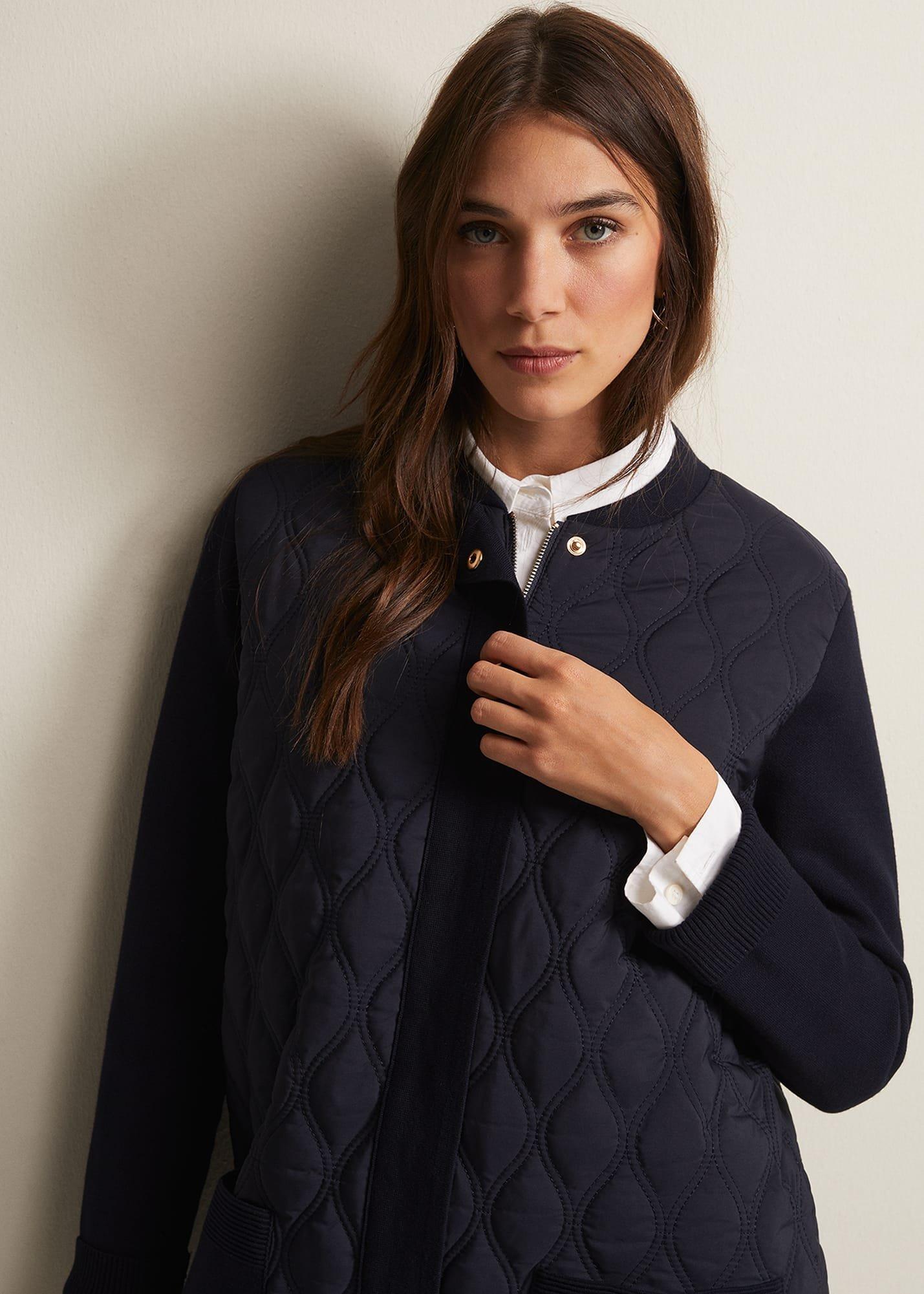 Zadie Navy Quilted Knit Coatigan