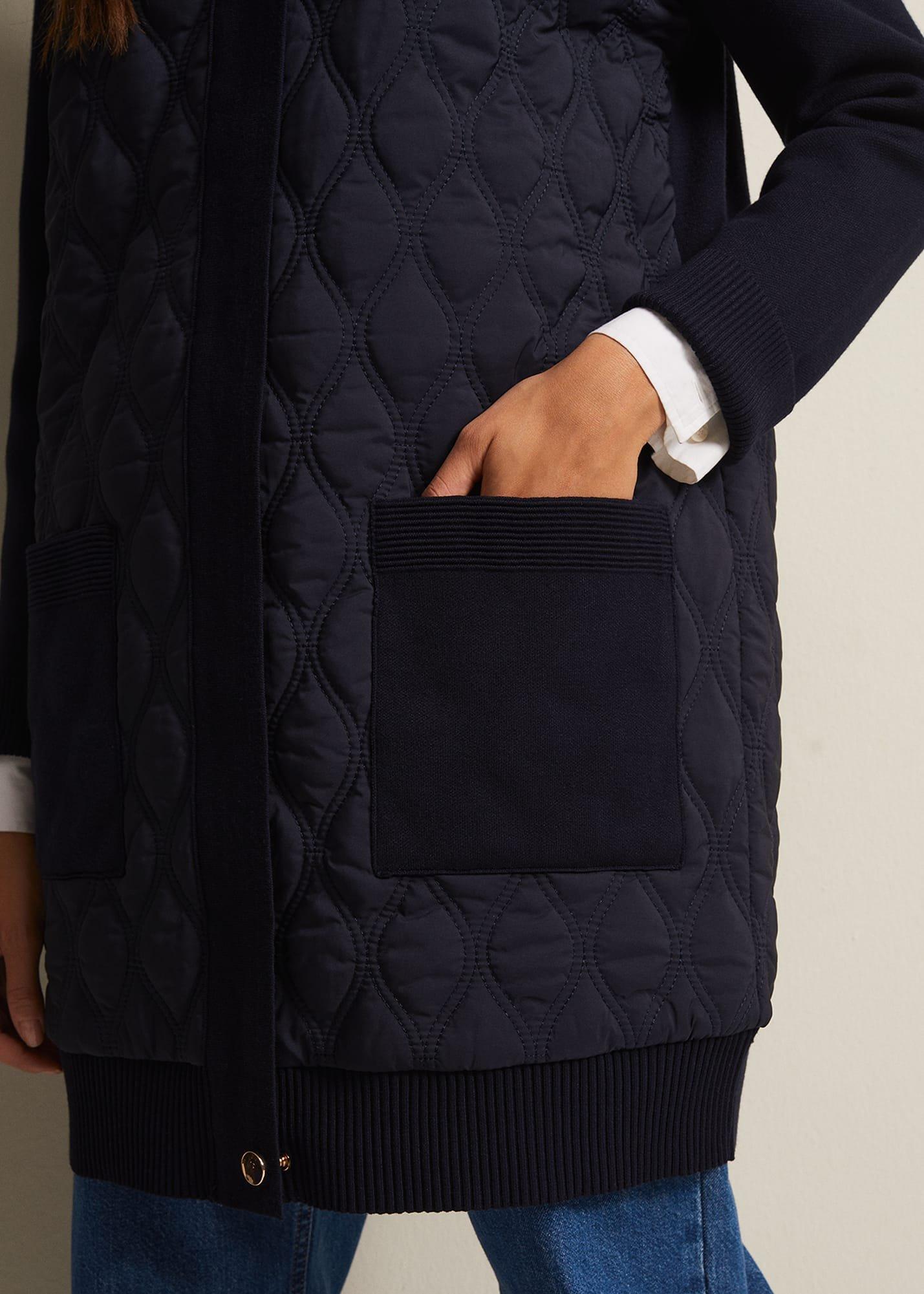 Zadie Navy Quilted Knit Coatigan