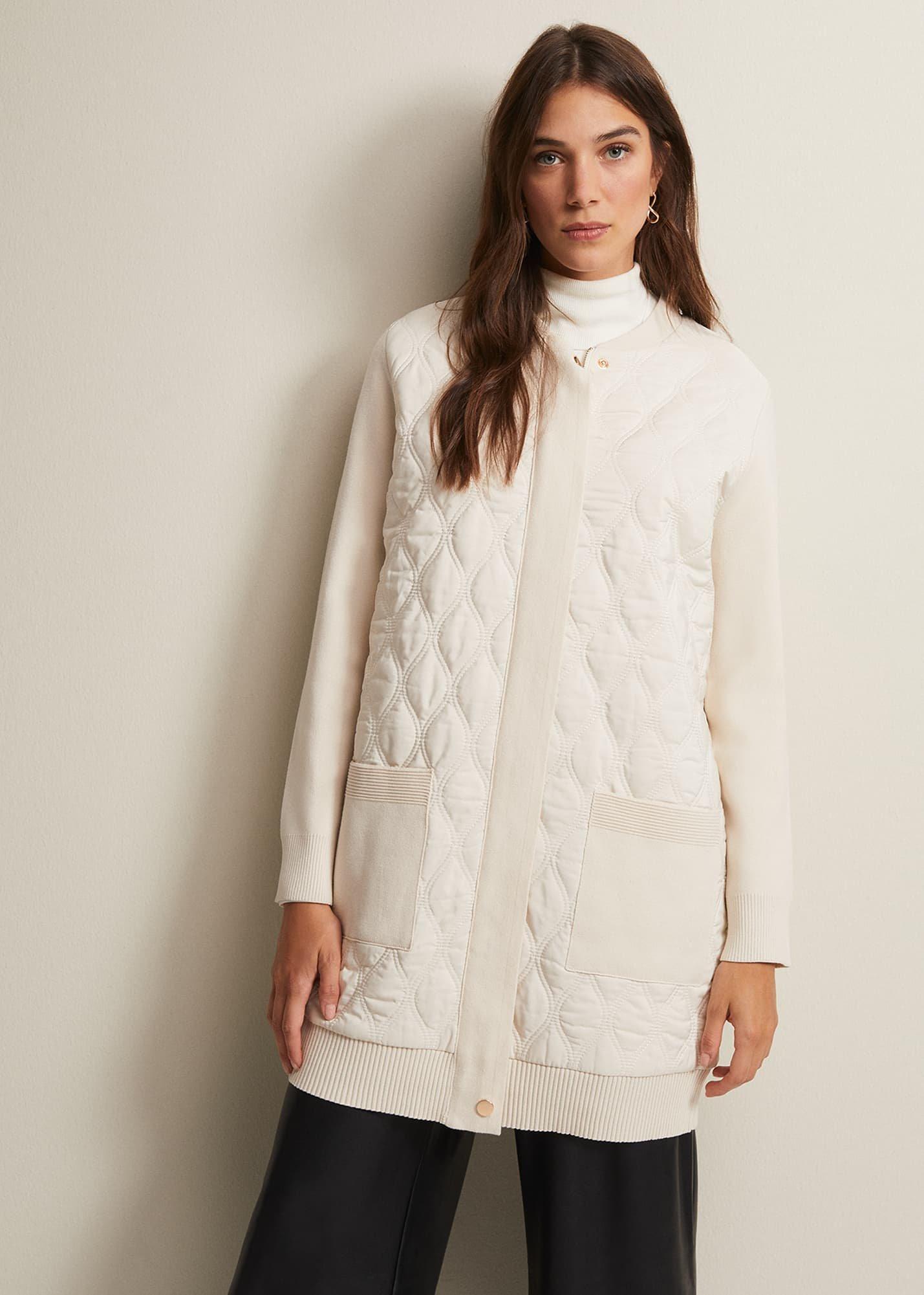 Zadie White Quilted Knit Coatigan