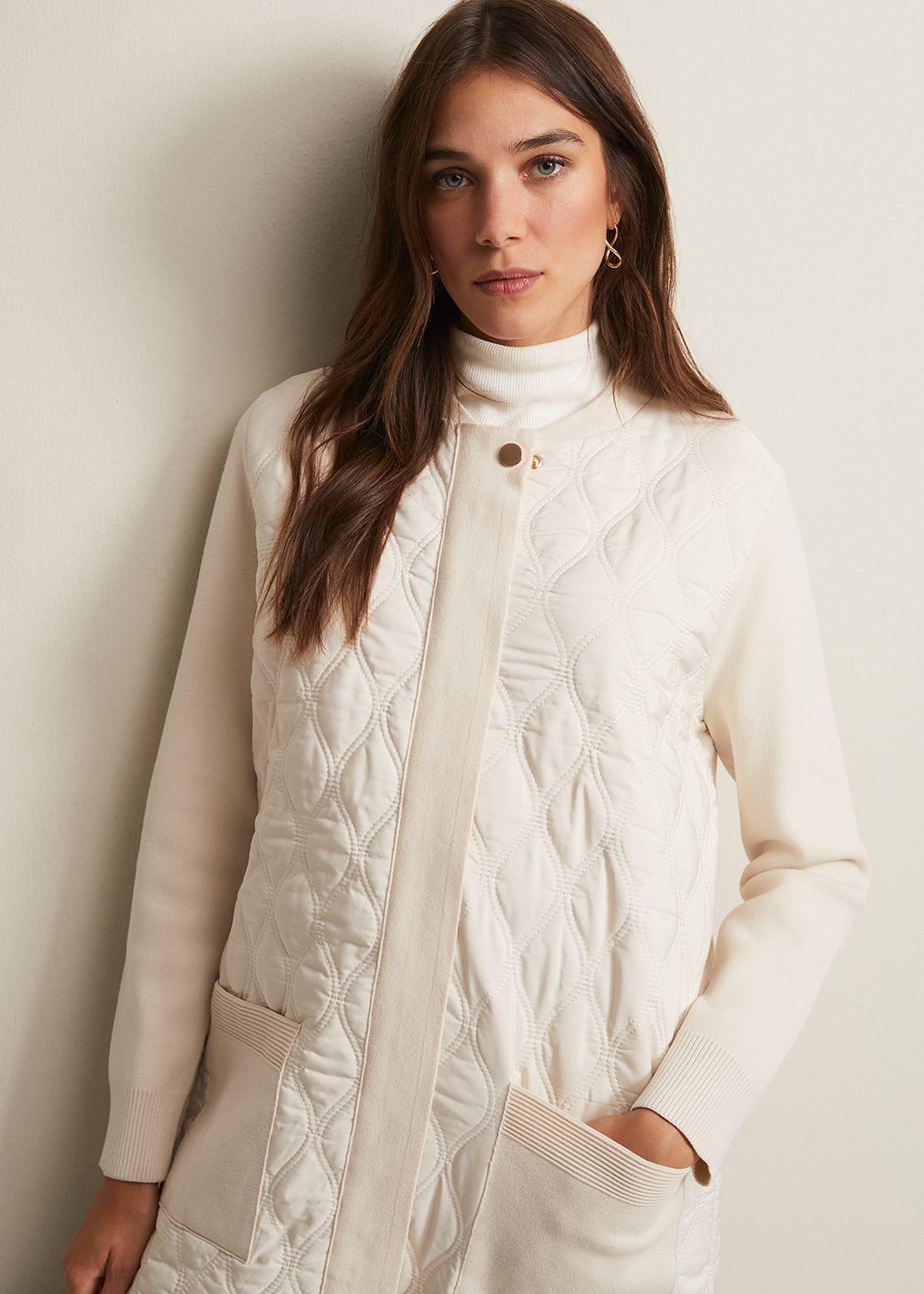Zadie White Quilted Knit Coatigan