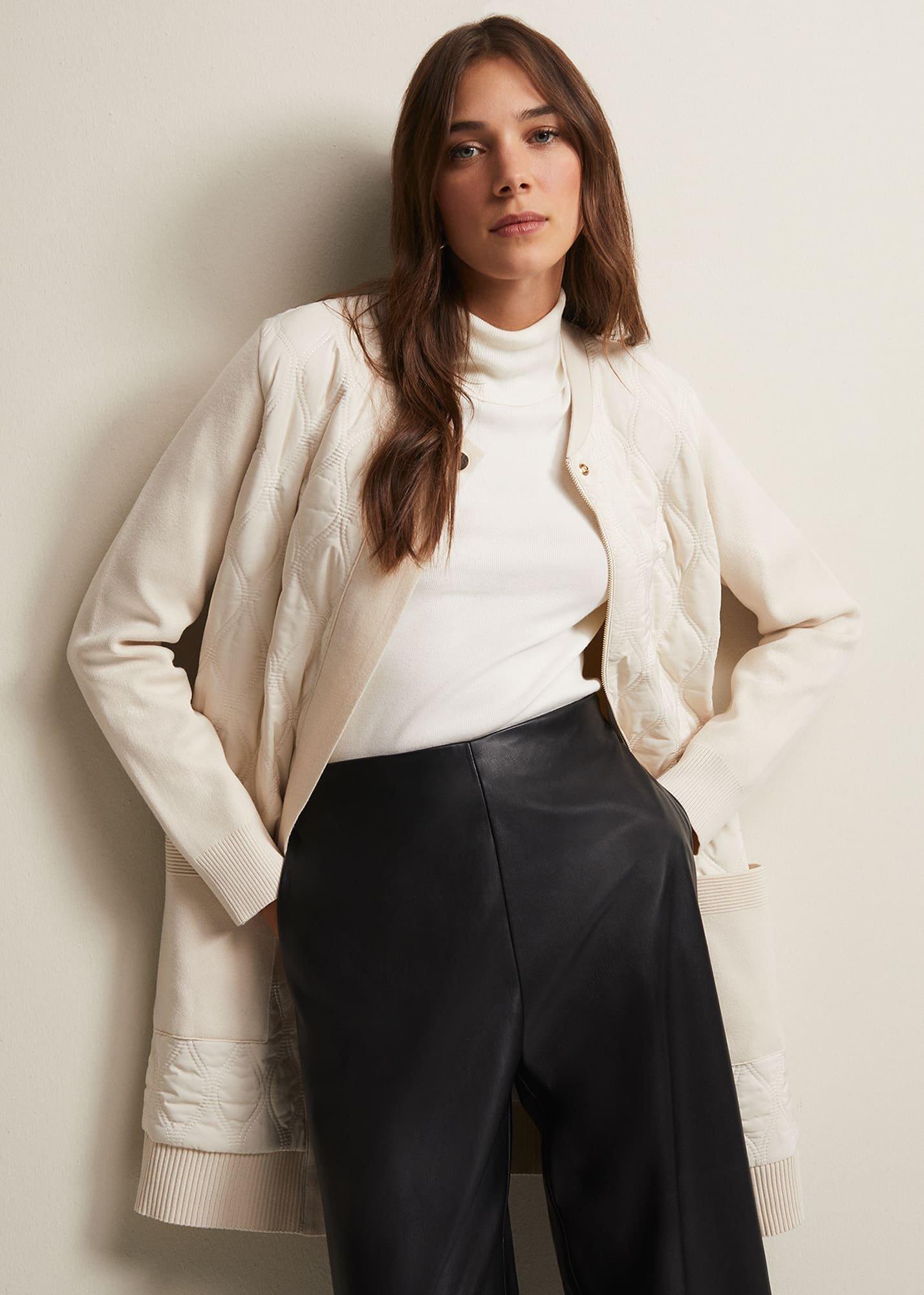Zadie White Quilted Knit Coatigan