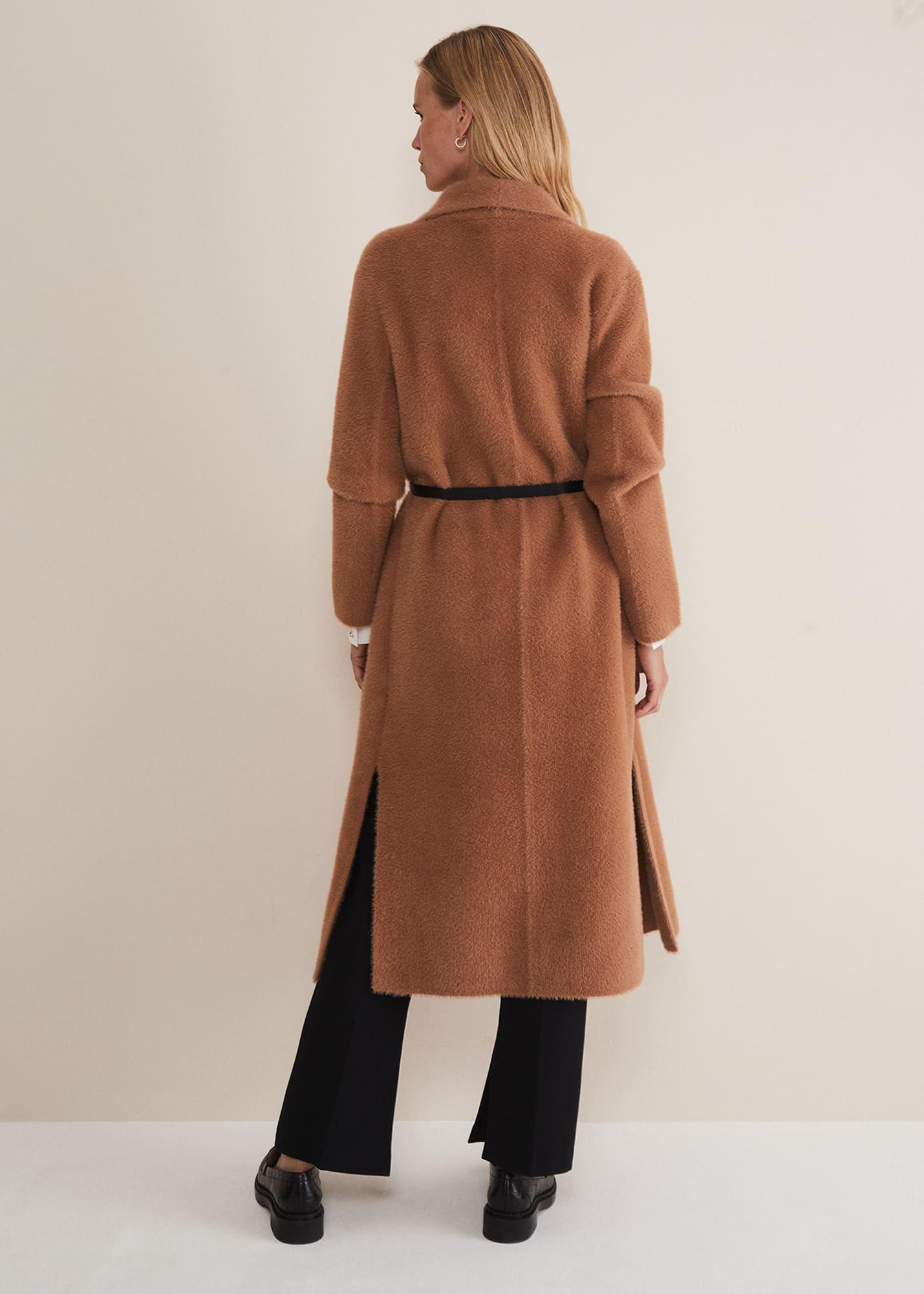 Natasha Waterfall Fluffy Belted Coat